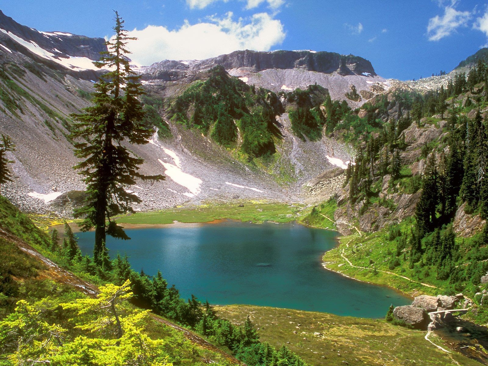 Mountain landscape with trees and a lake wallpapers and, Photography ...