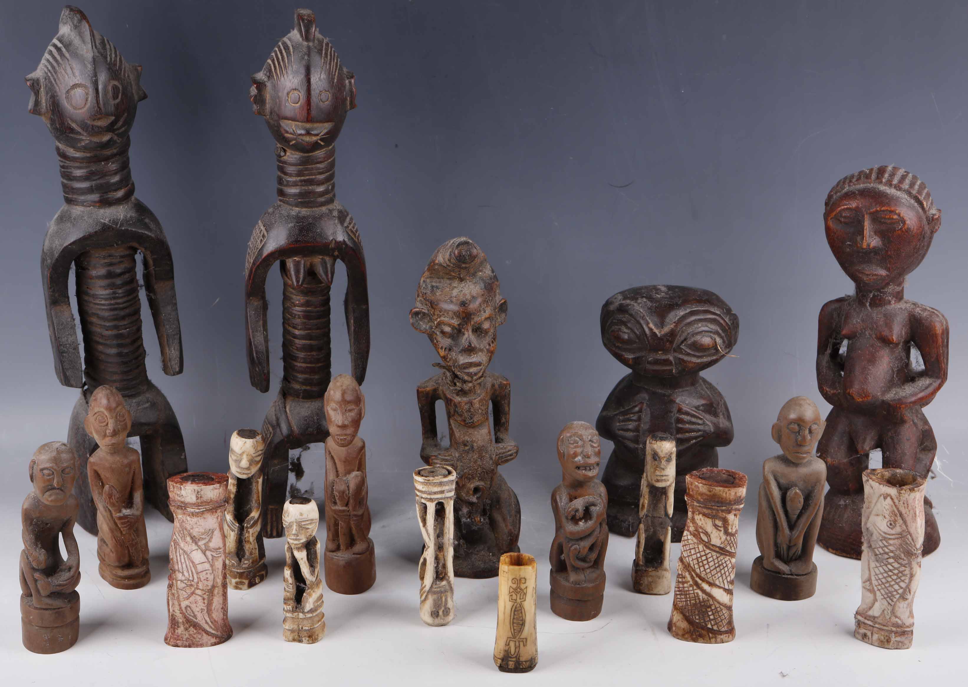 Central Africa, Congo, Benin, wooden tribal fertility carvings ...