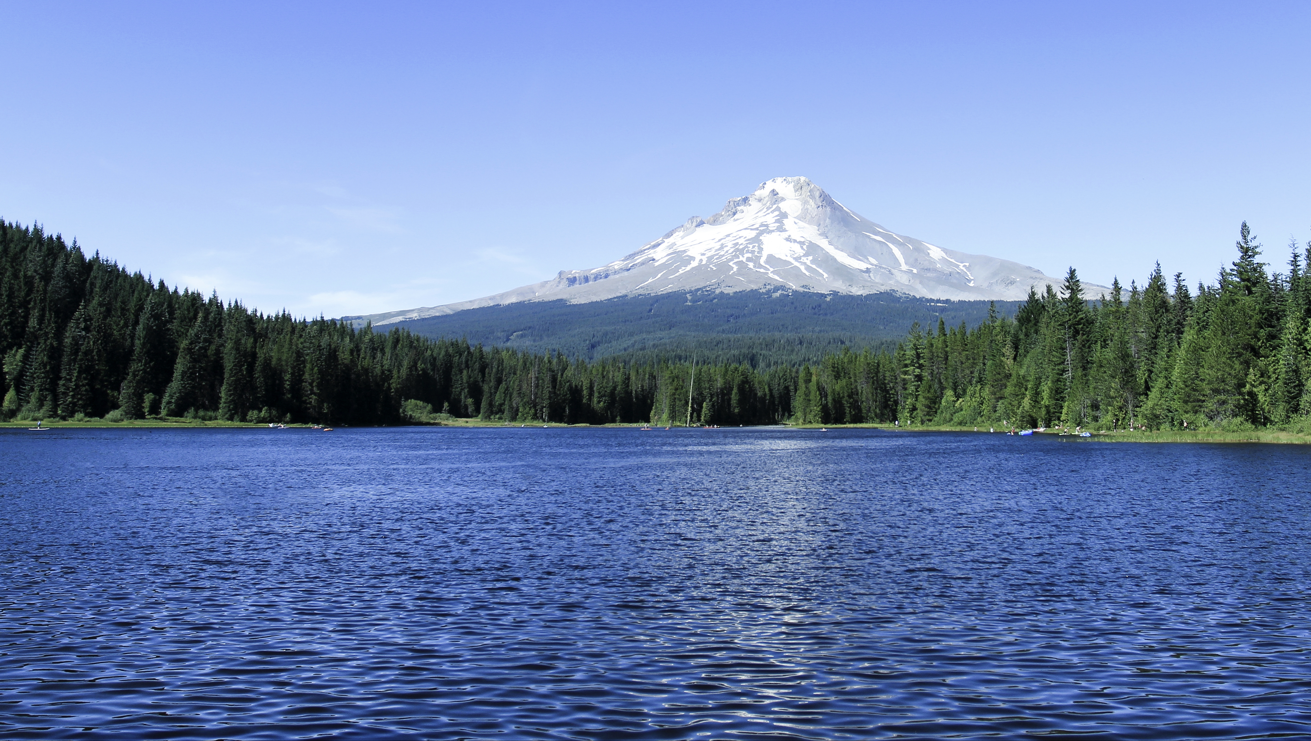 Trillium Lake, in summer, Oregon, Blue, Clear, Deep, Forest, HQ Photo