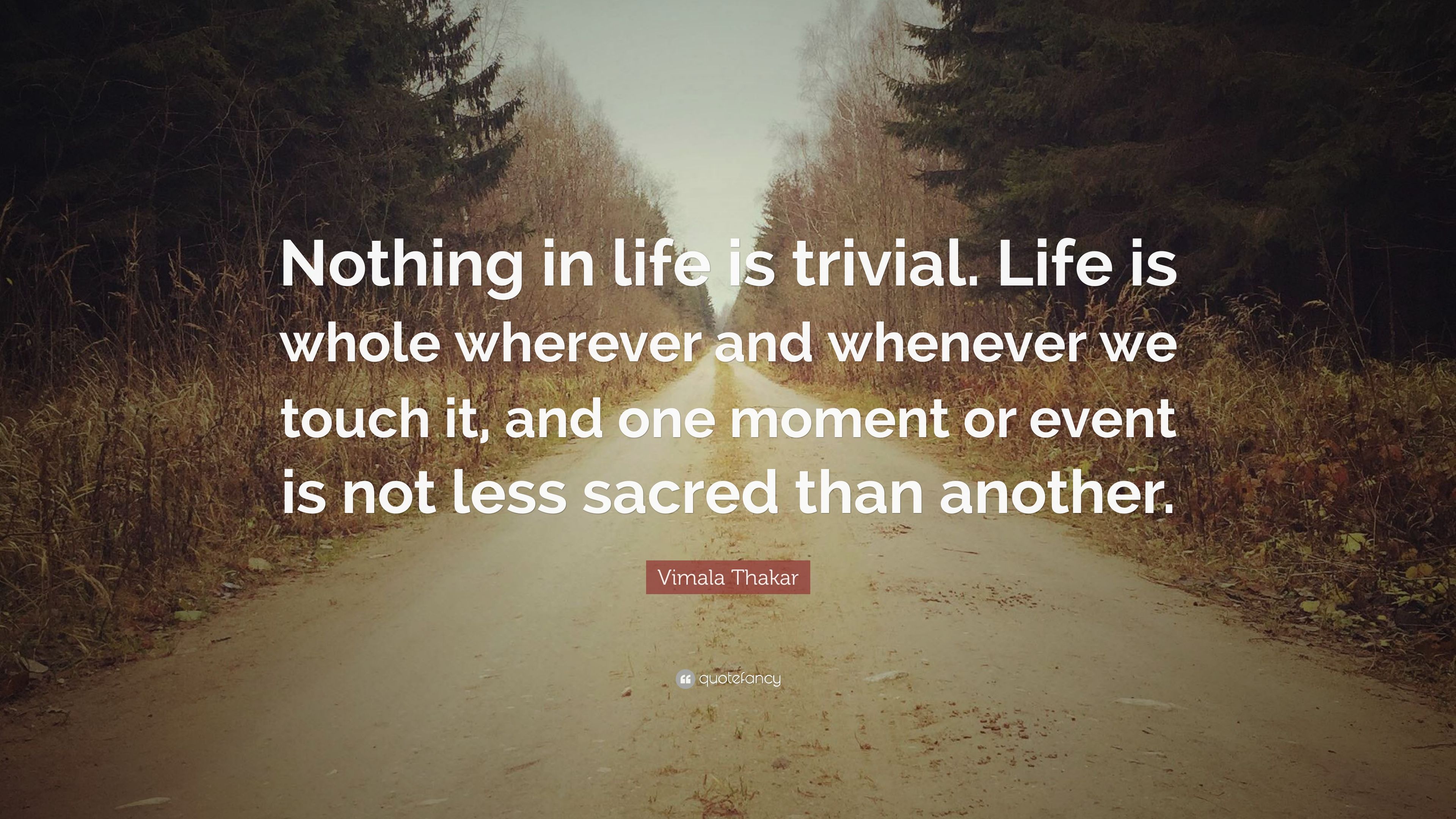 Vimala Thakar Quote: “Nothing in life is trivial. Life is whole ...
