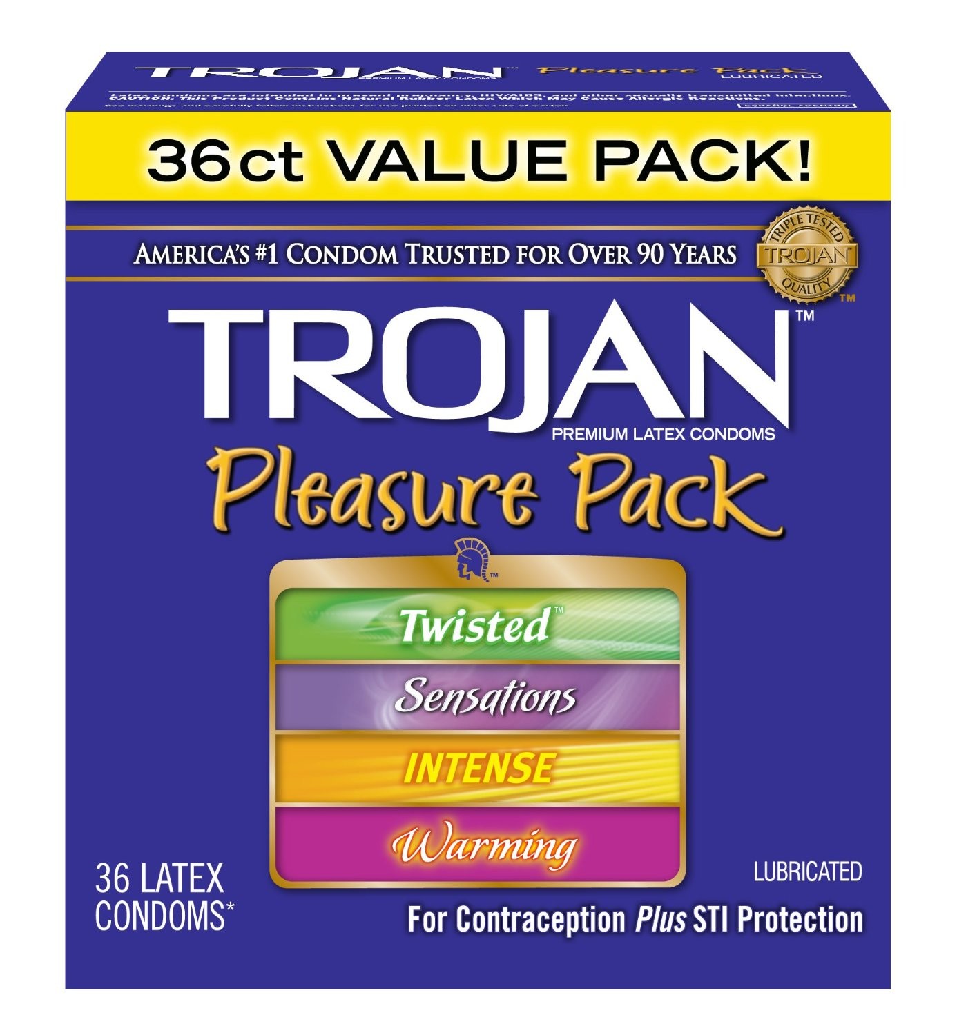 Trojan latex condoms, lubricated, pleasure pack, 36 ct. | Rite Aid