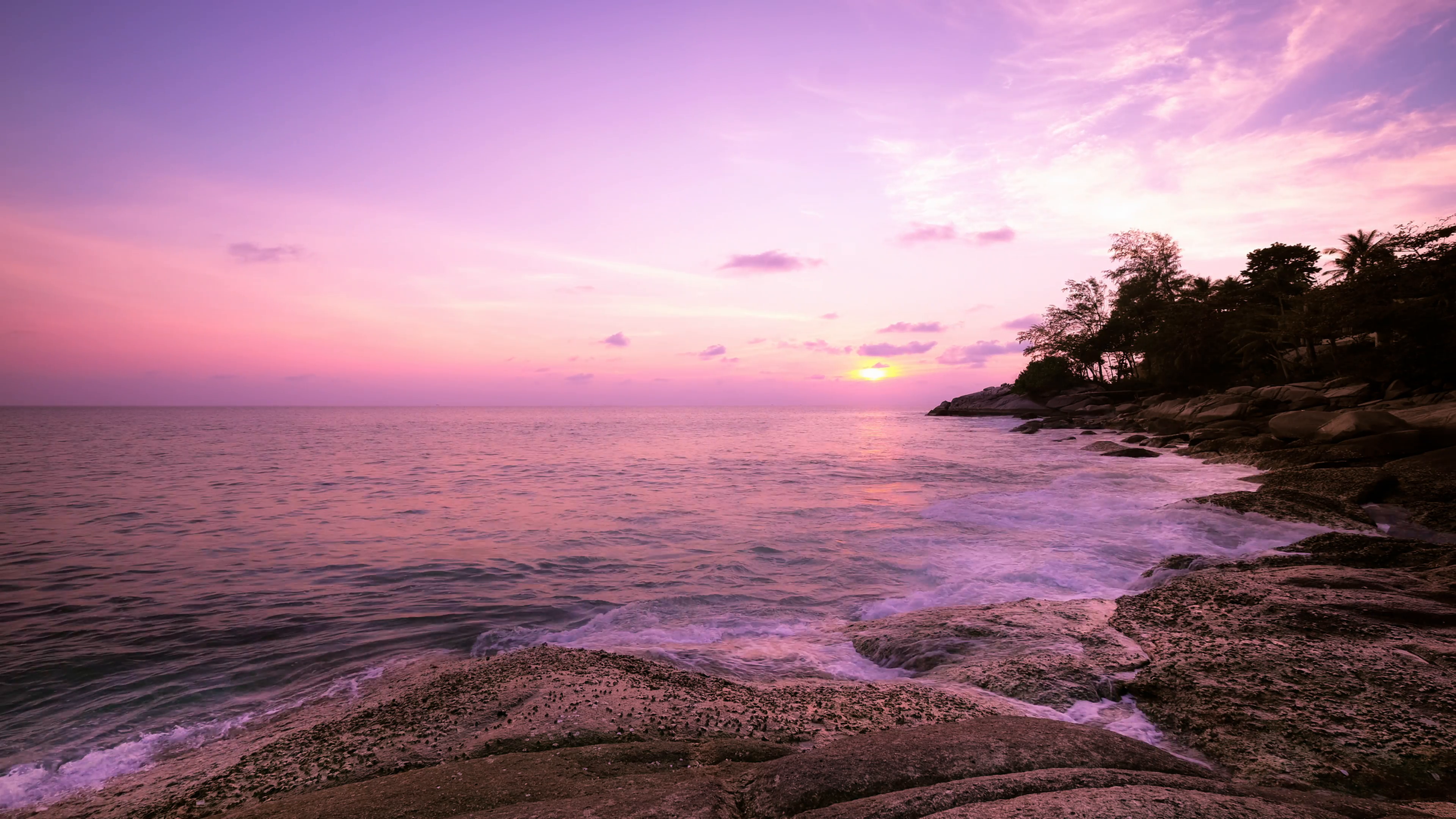 Amazing sunset over the tropical sea. Time lapse. Phuket island ...
