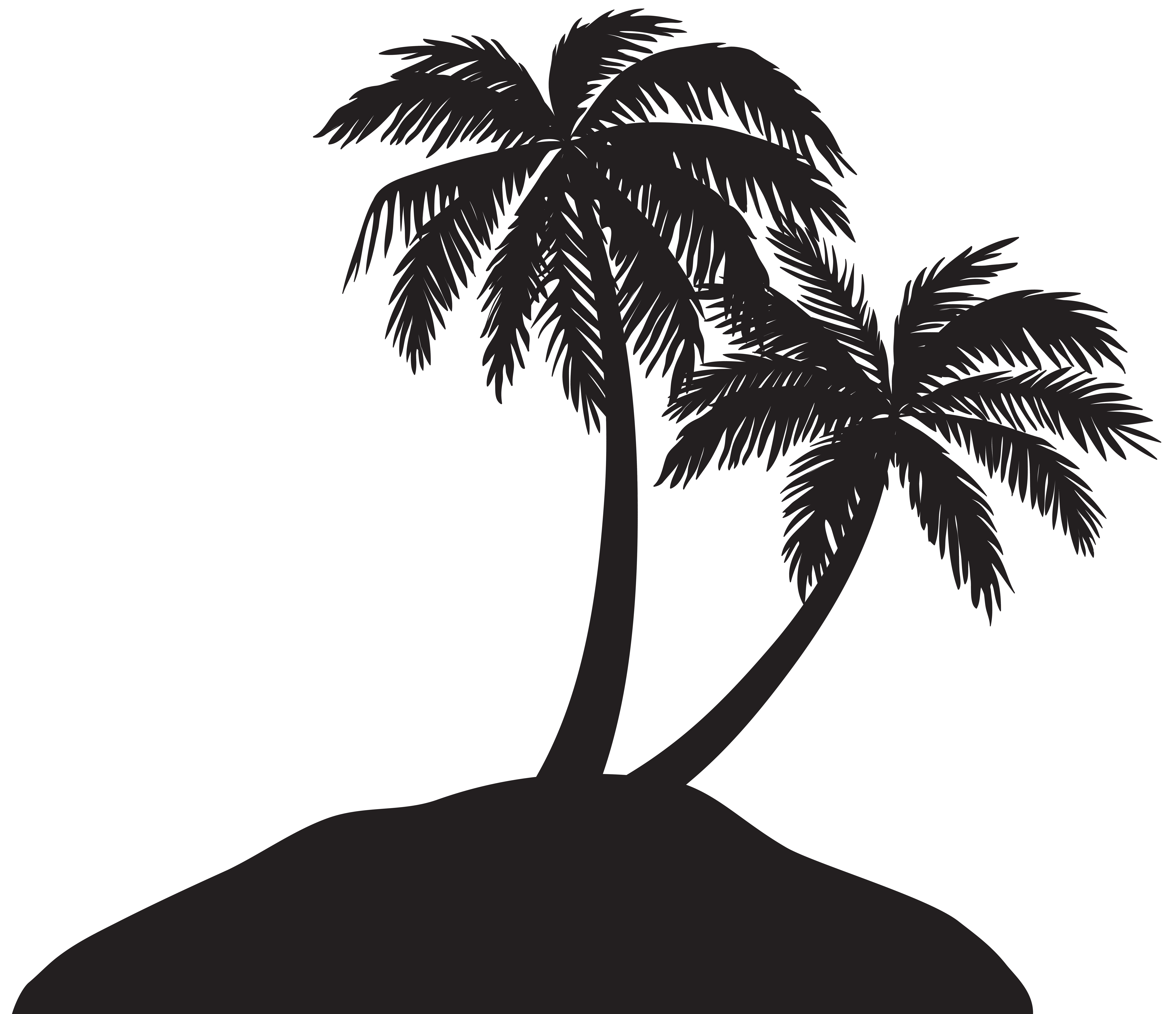 Island with Palm Trees Silhouette PNG Clip Art Image | Gallery ...