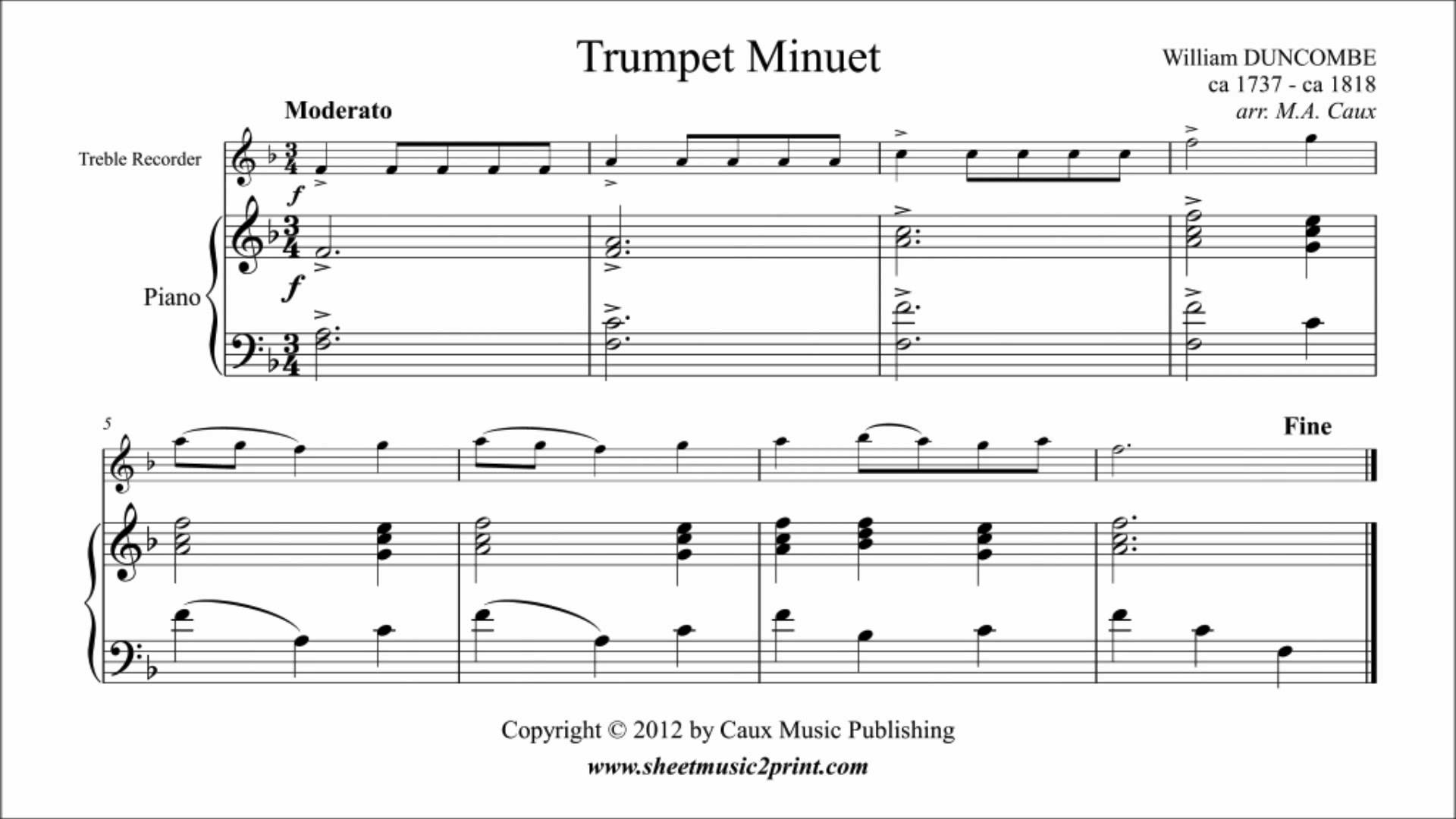 Duncombe : Trumpet Tune - Fanfare Minuet - Treble Recorder - YouTube