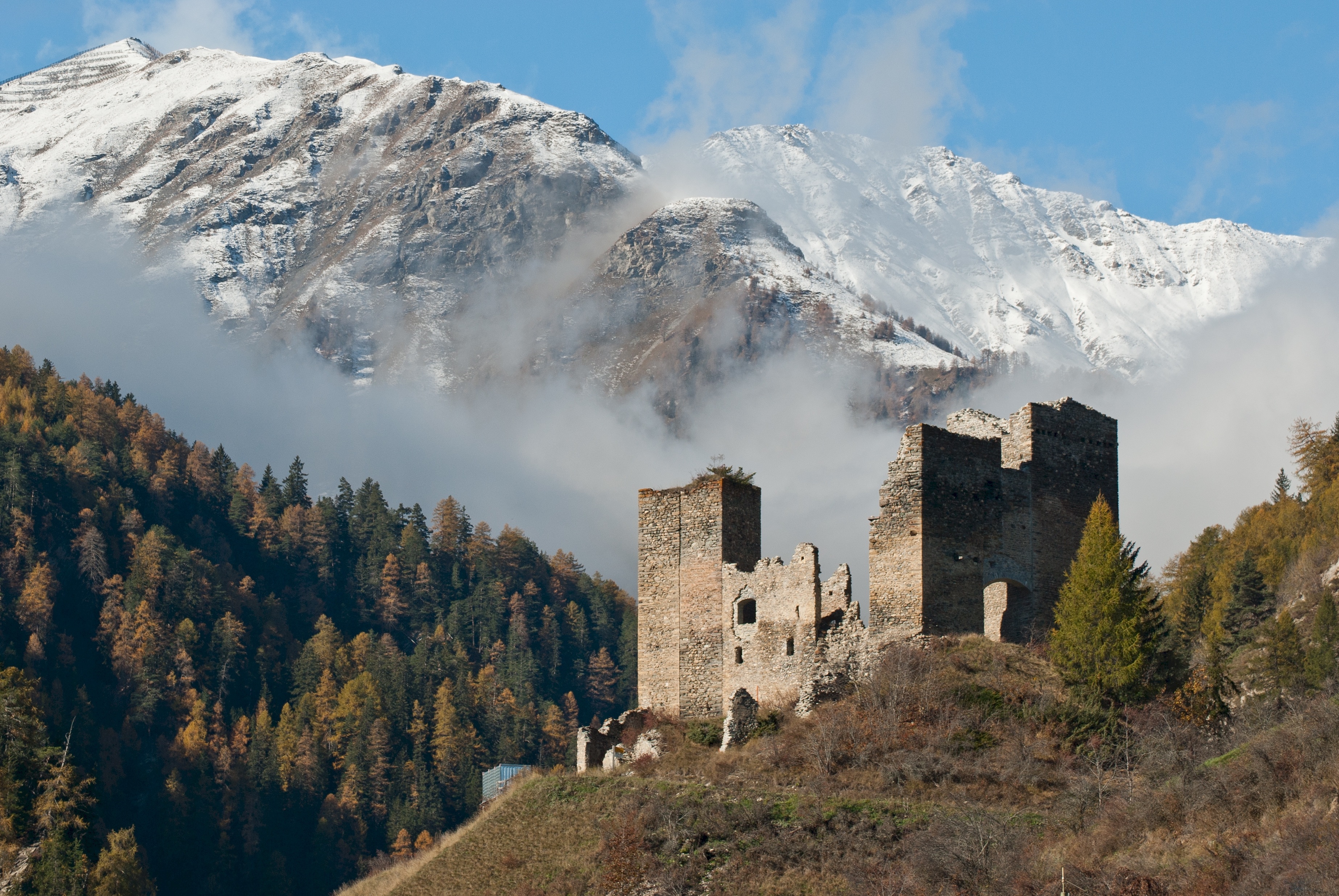 Tschanuff Castle, Castle, Construction, Landscape, Mountain, HQ Photo
