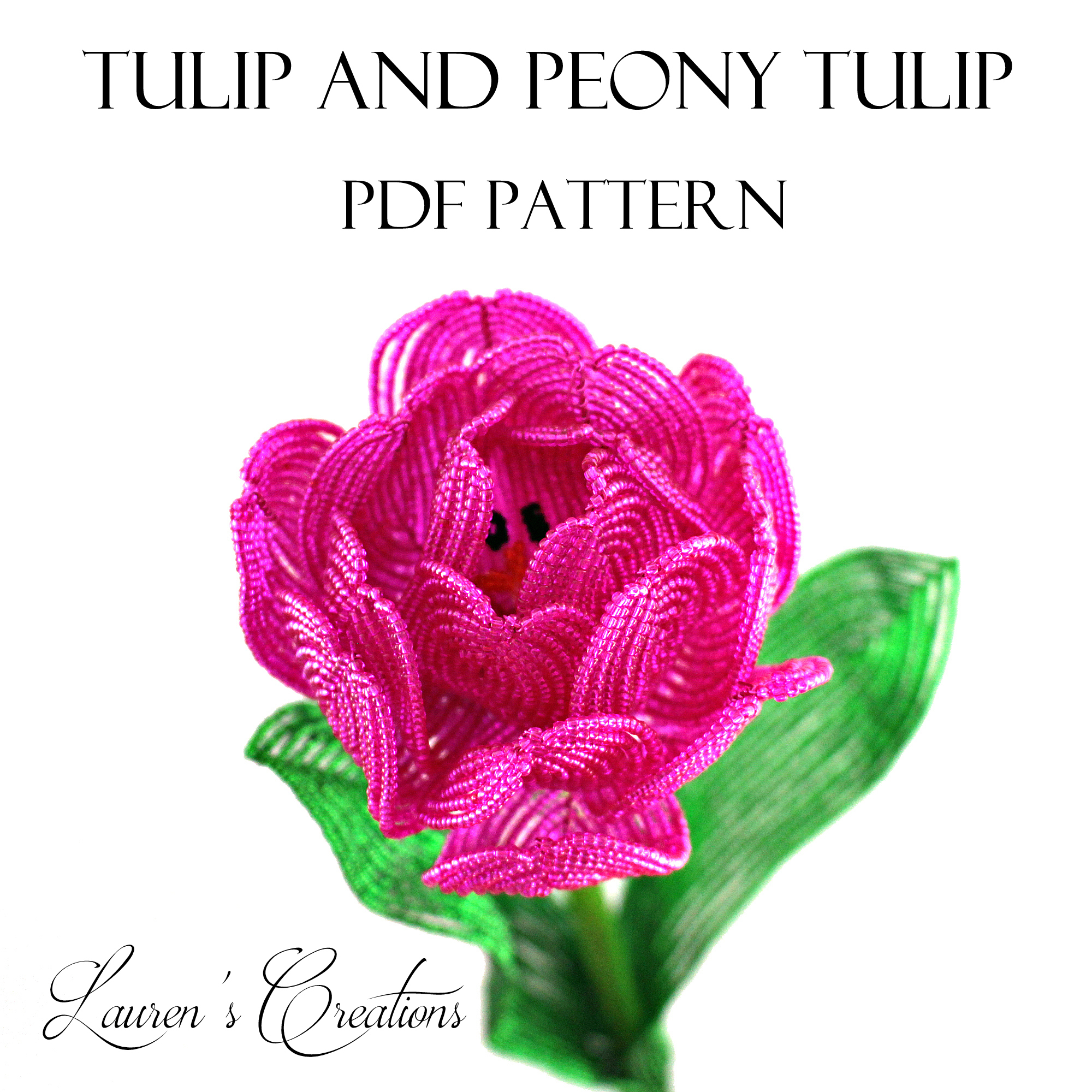 French Beaded Tulip and Peony Tulip Pattern
