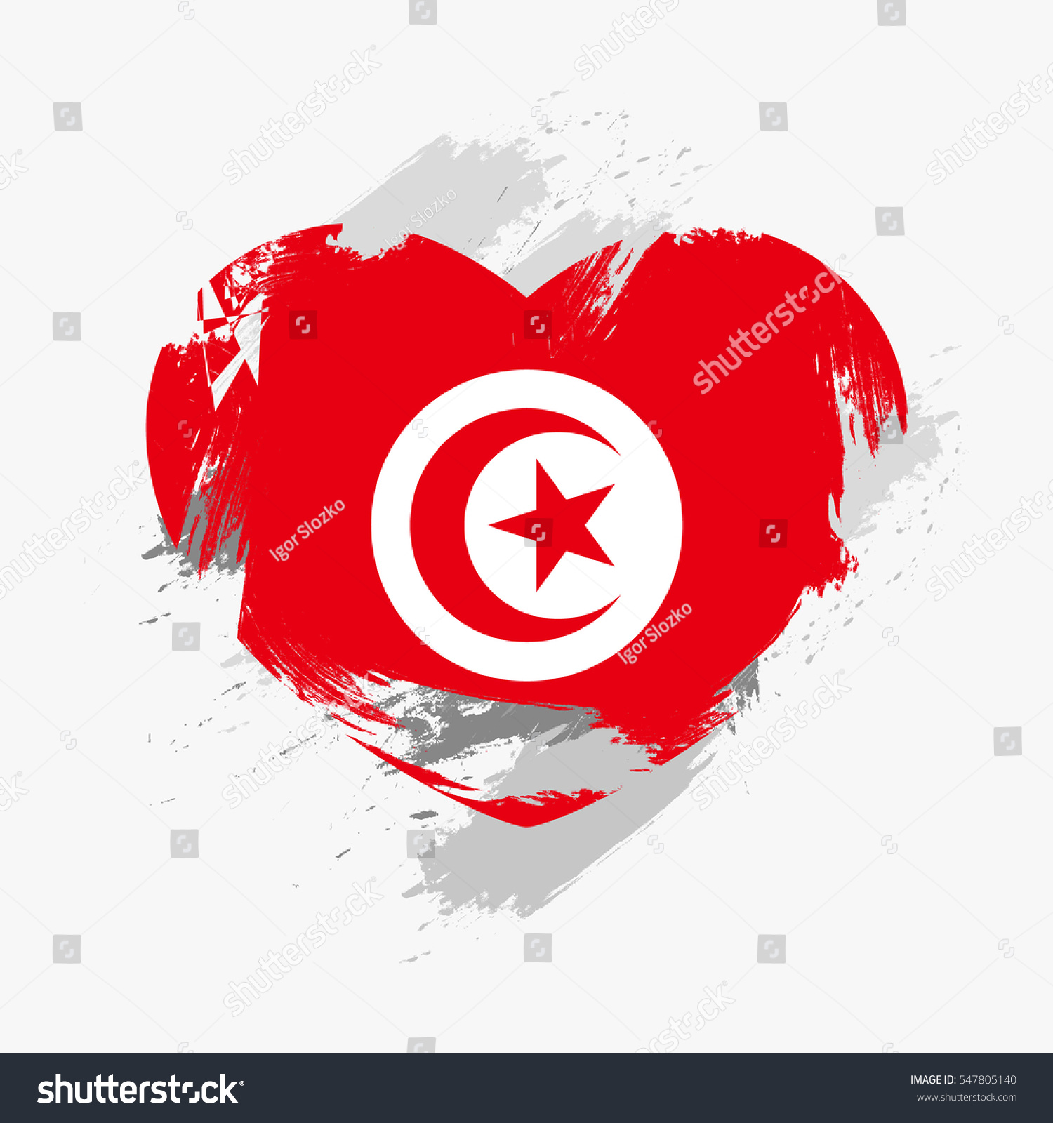 Flag Tunisia Isolated On Grunge Heart Stock Vector 547805140 ...
