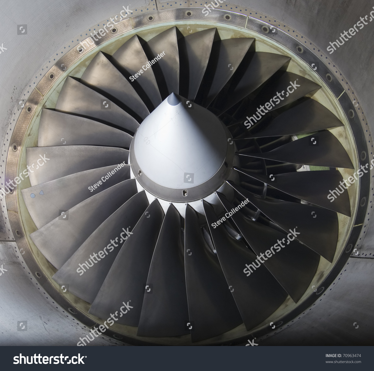 Closeup Jet Engine Fan Blades Stock Photo (Royalty Free) 70963474 ...