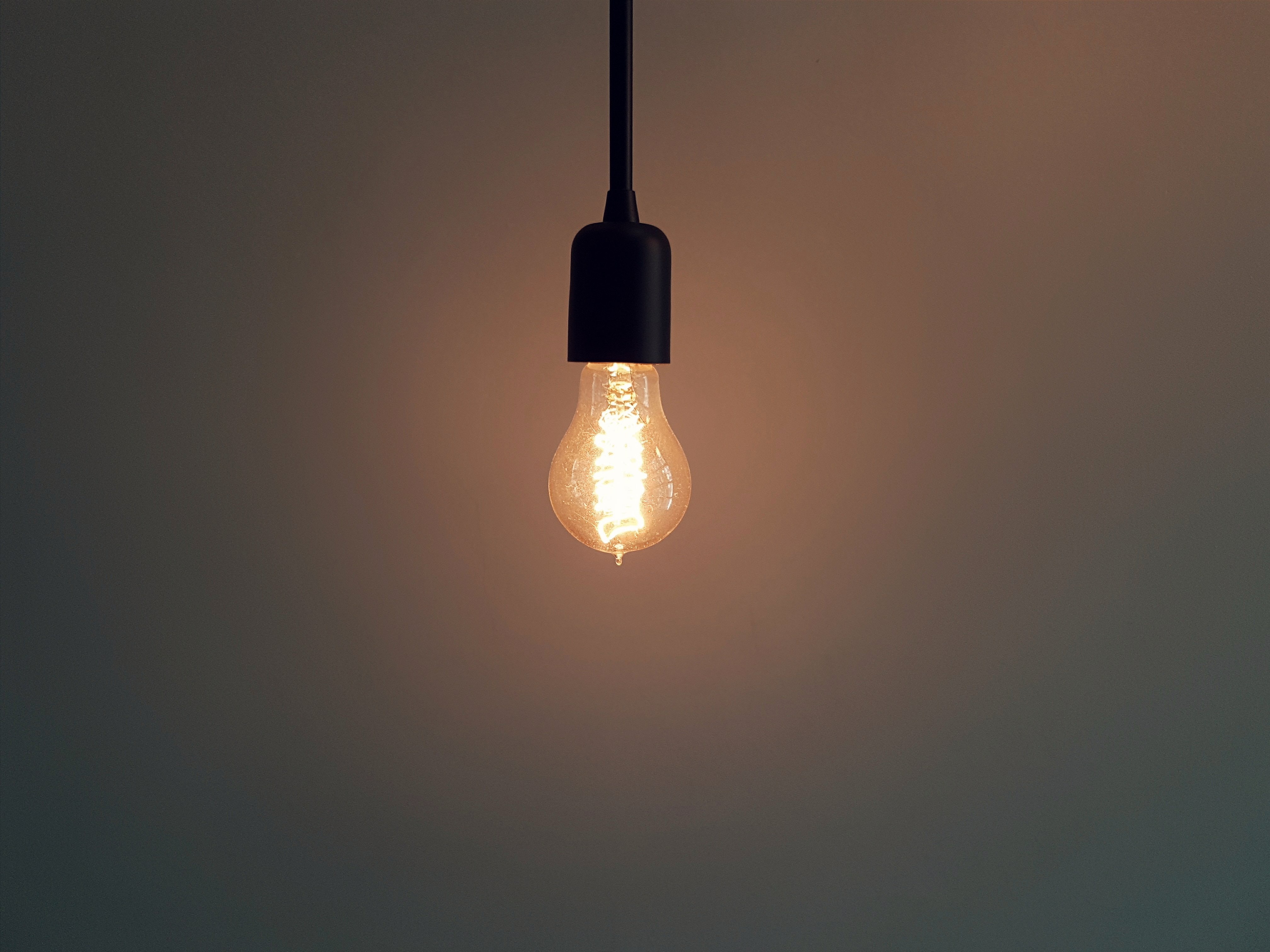 Turned on Pendant Lamp, Illuminated, Question, Power, Light bulb, HQ Photo