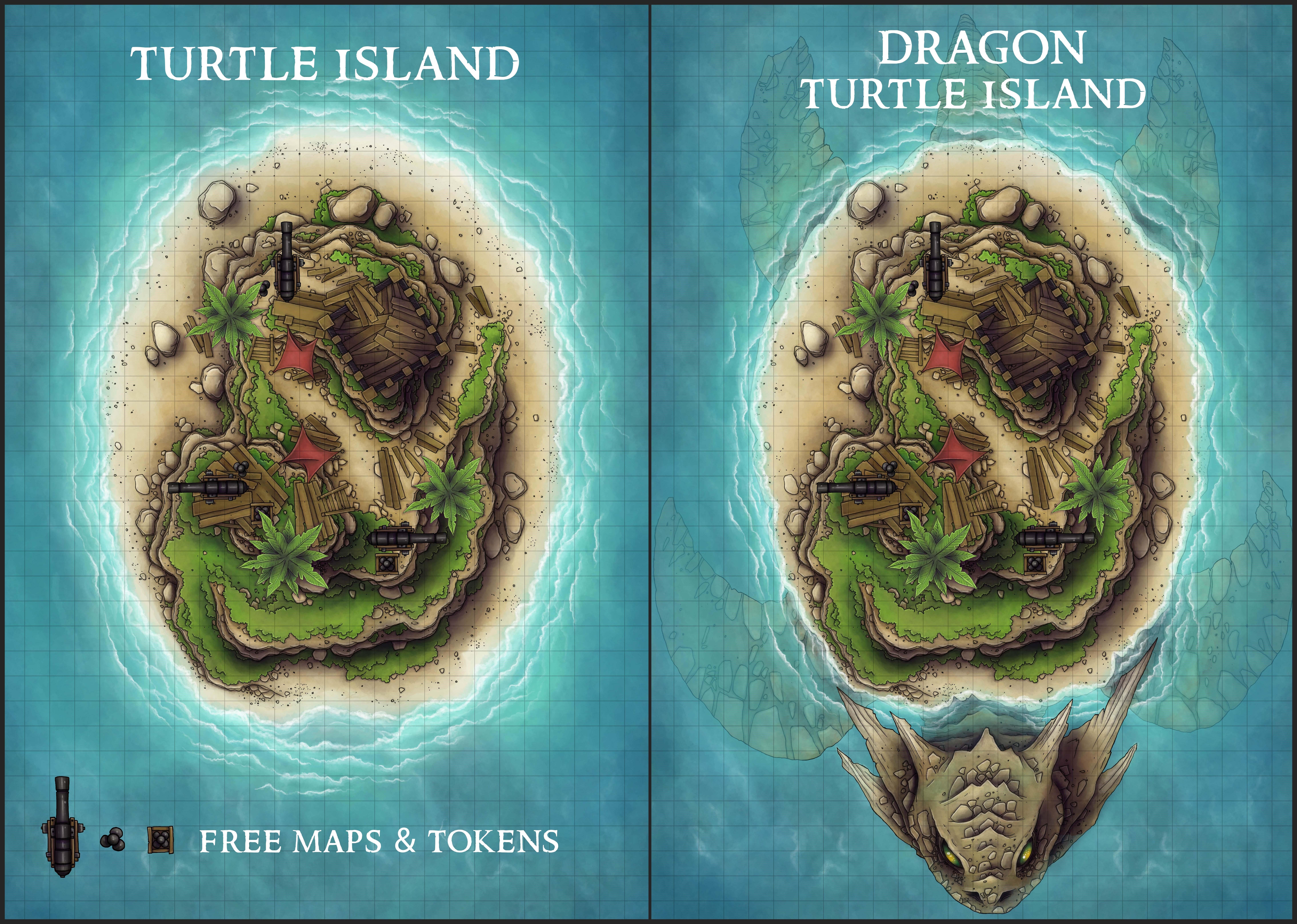 Dragon Turtle Island Maps : battlemaps