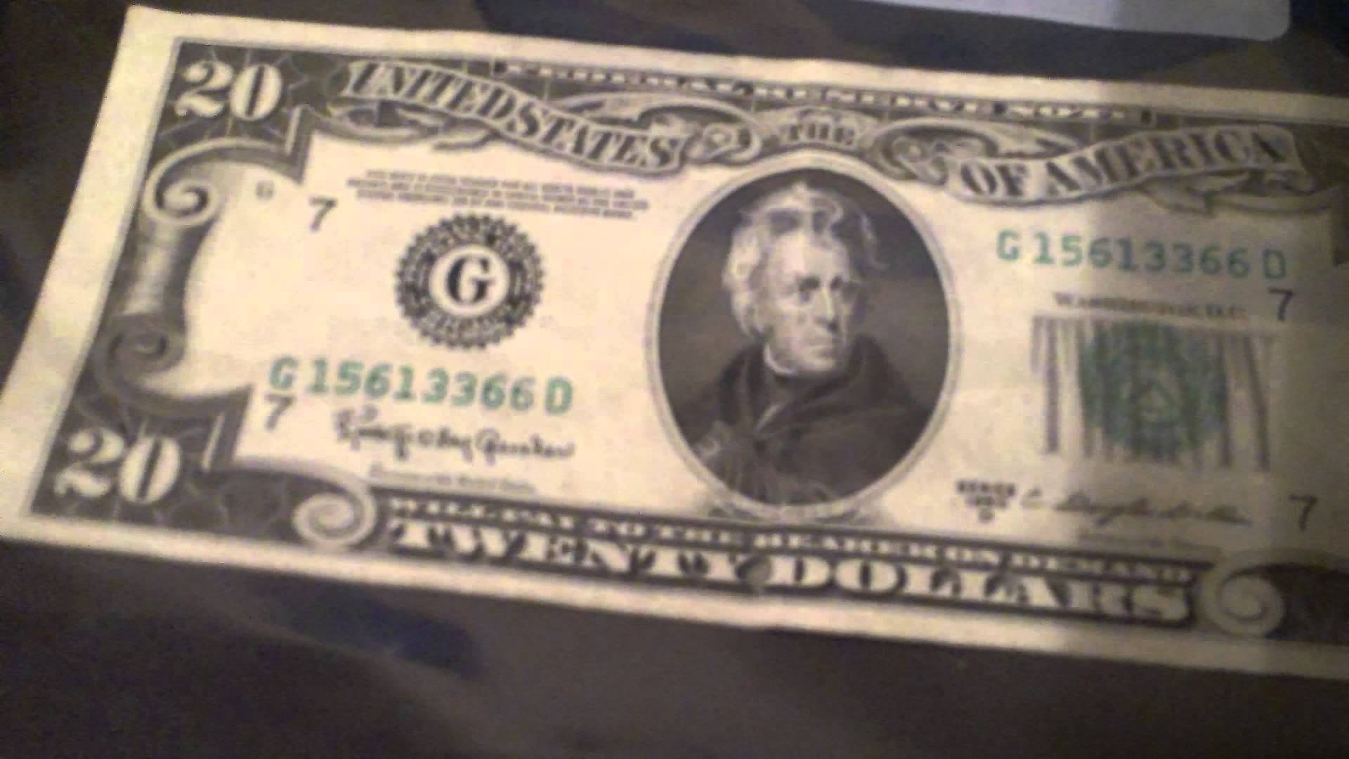 $20 bill 1950 G series bank of chicago - YouTube