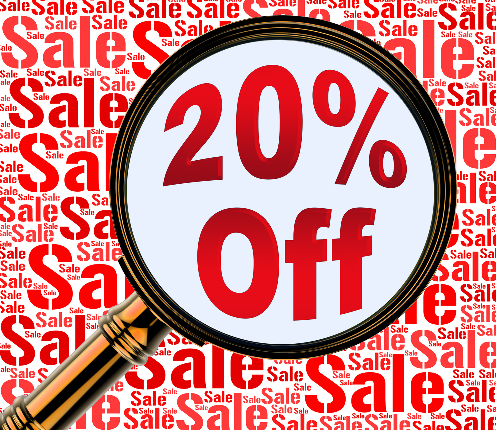 Twenty percent off means discount closeout and offers photo