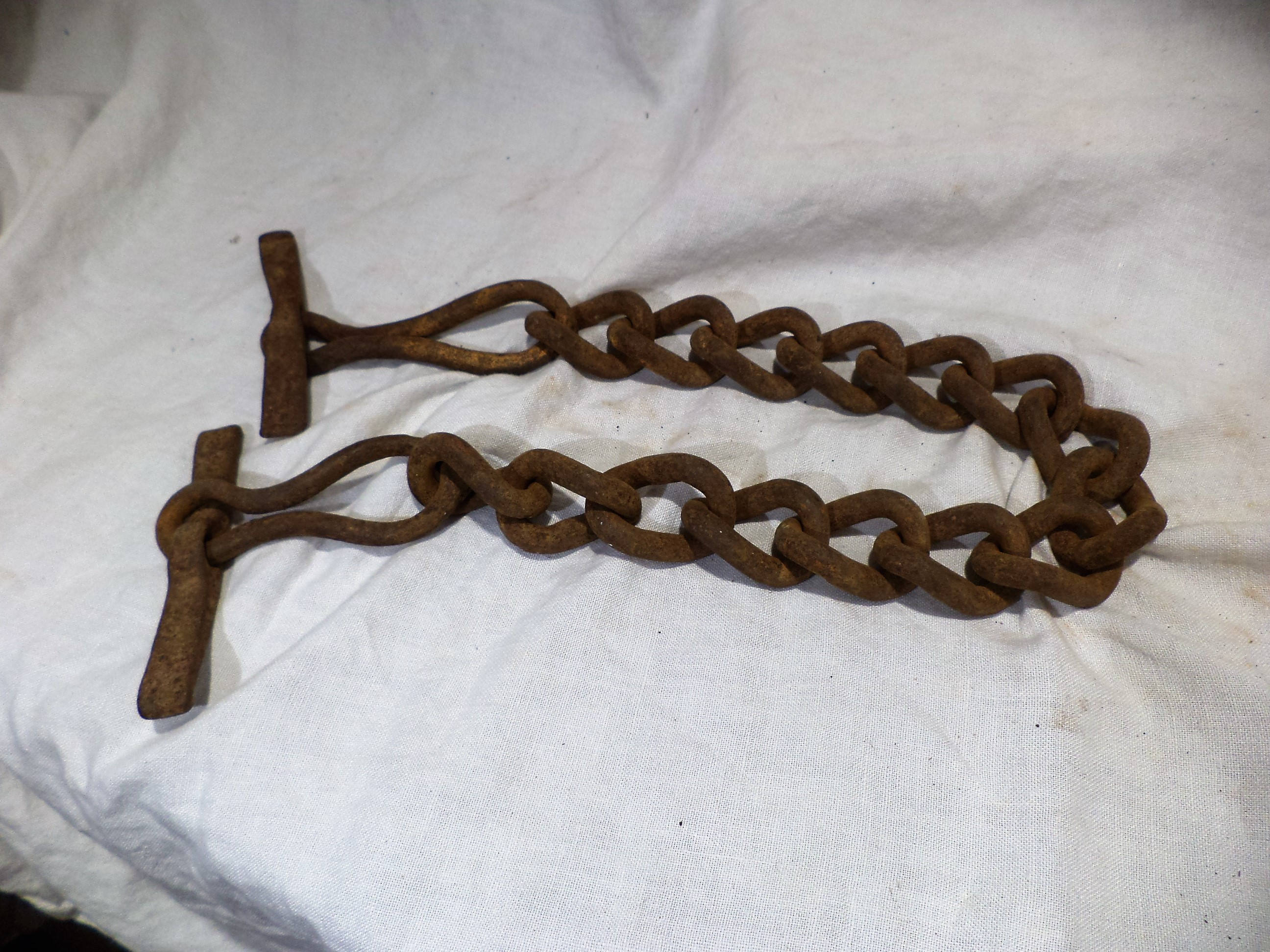 Farm Hog Turner Chain and Two Handles, Large Forged Twisted Rusty ...