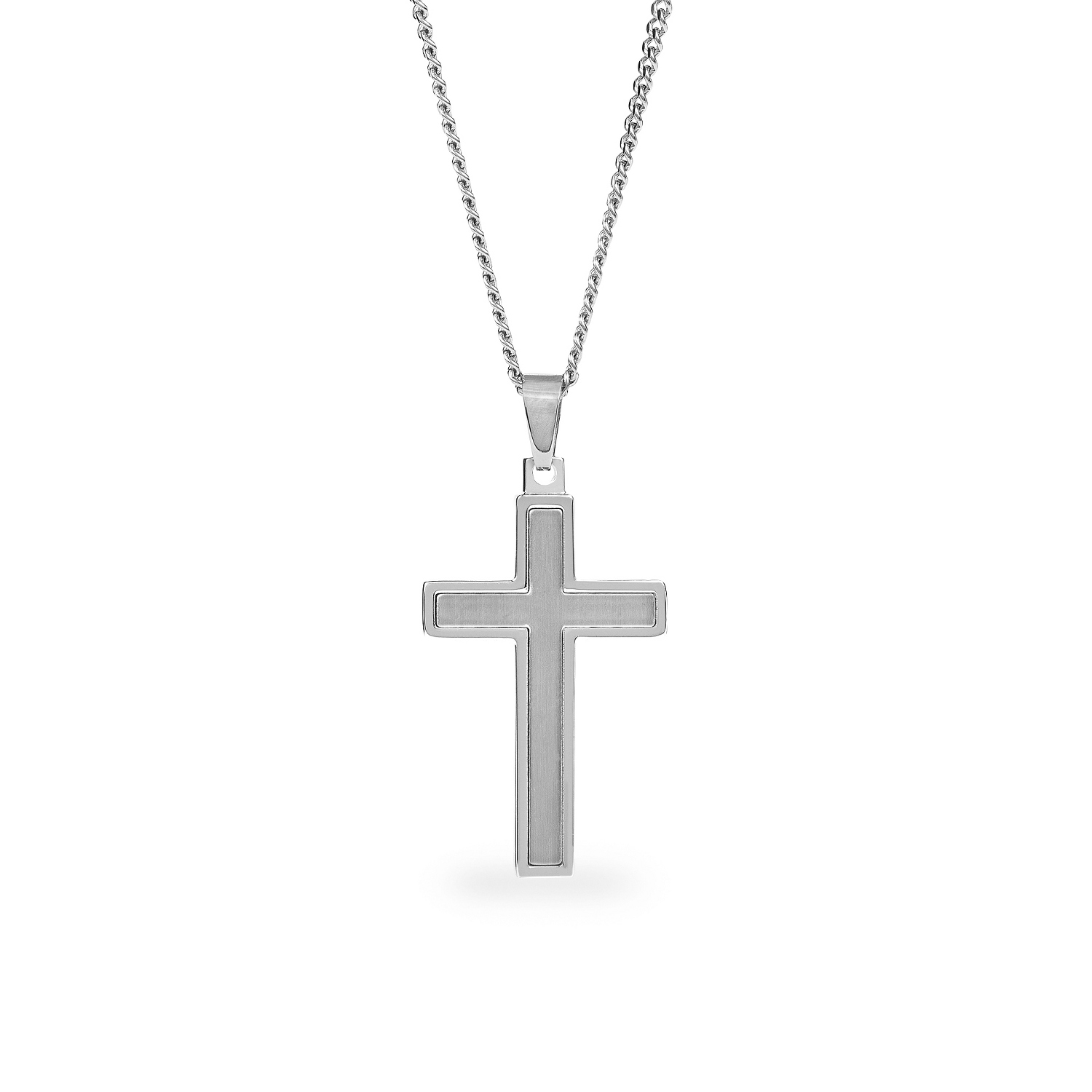 Boys Two-Tone Silver Cross Necklace