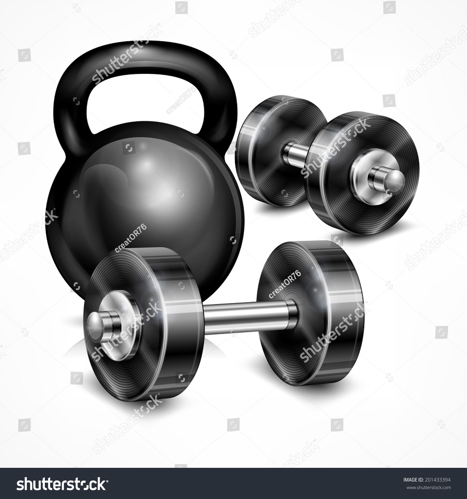 Metallic Kettle Bell Two Dumbbells On Stock Vector HD (Royalty Free ...