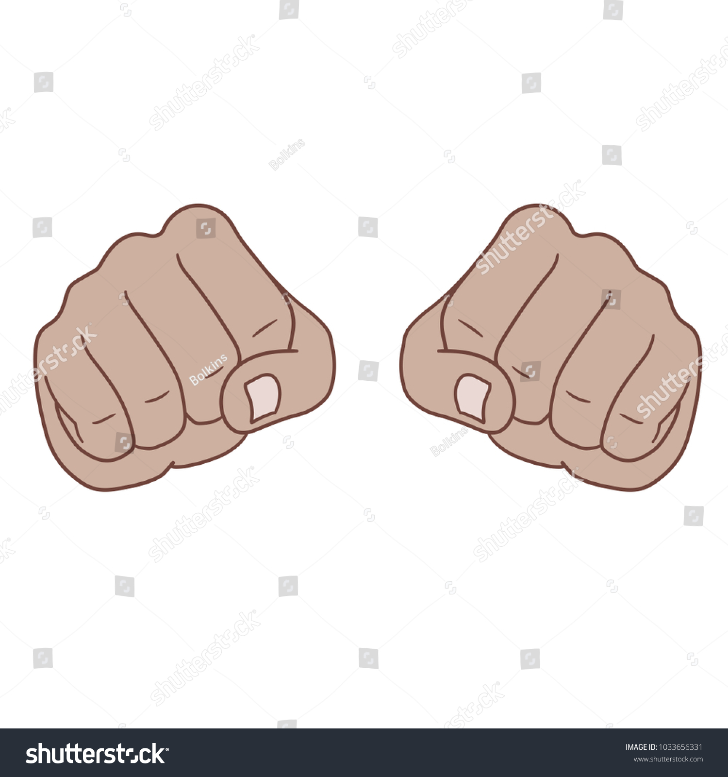 This Two Fists Front View Stock Vector 1033656331 - Shutterstock