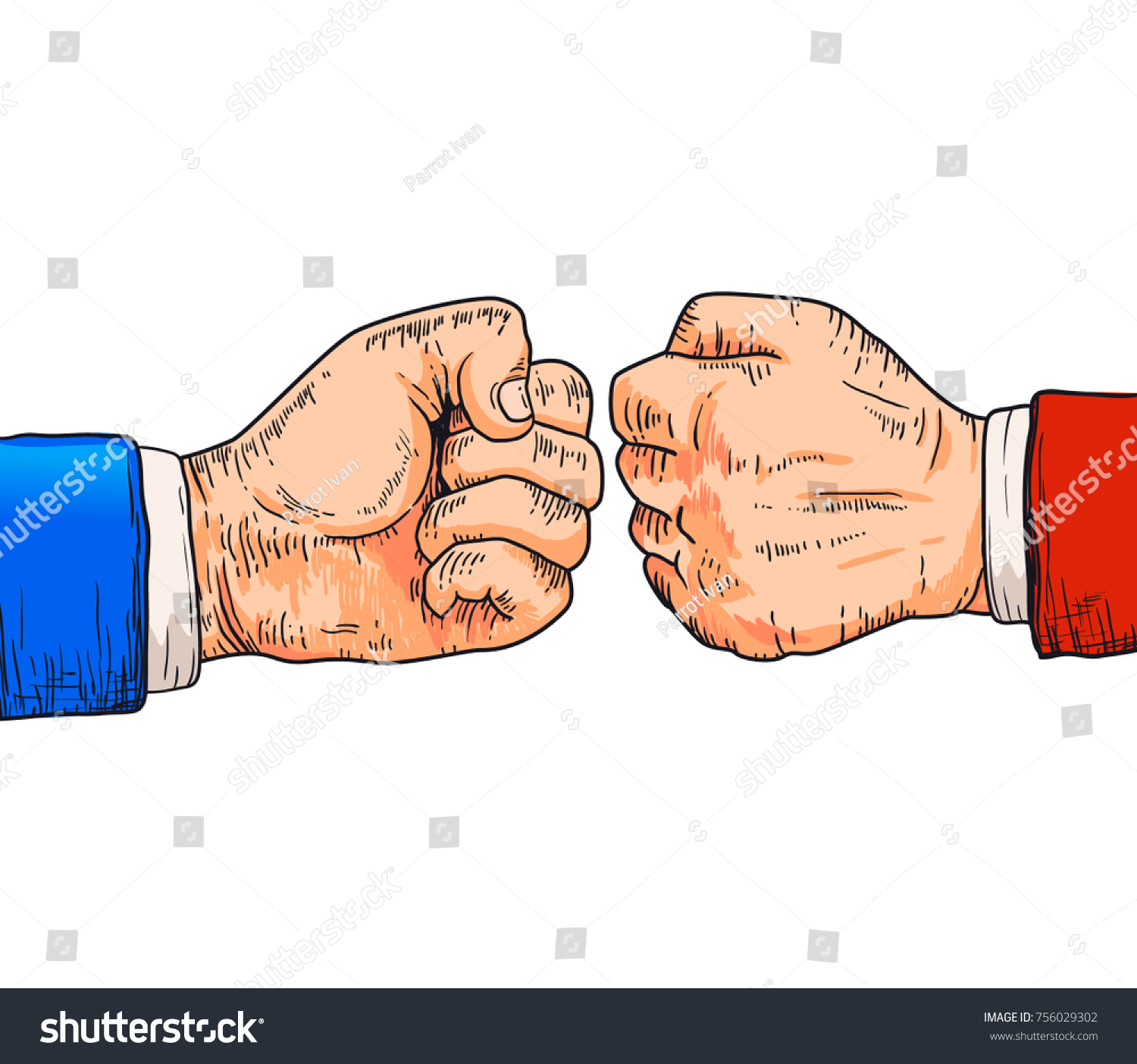 Two Fighting Fists Fighting Cartoon Gesture Stock Photo (Photo ...