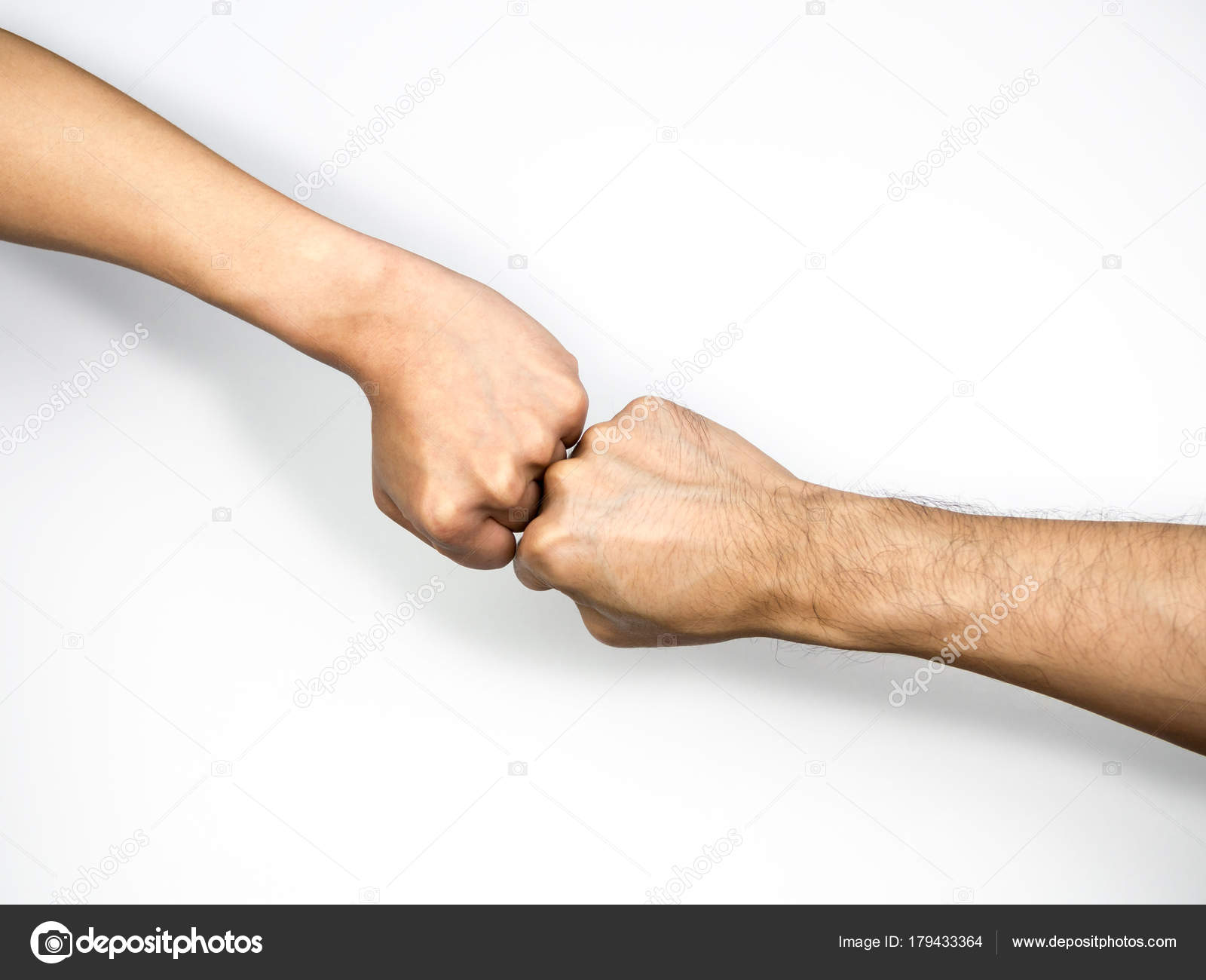 Two Male Hands Fists Together Isolated White Background — Stock ...