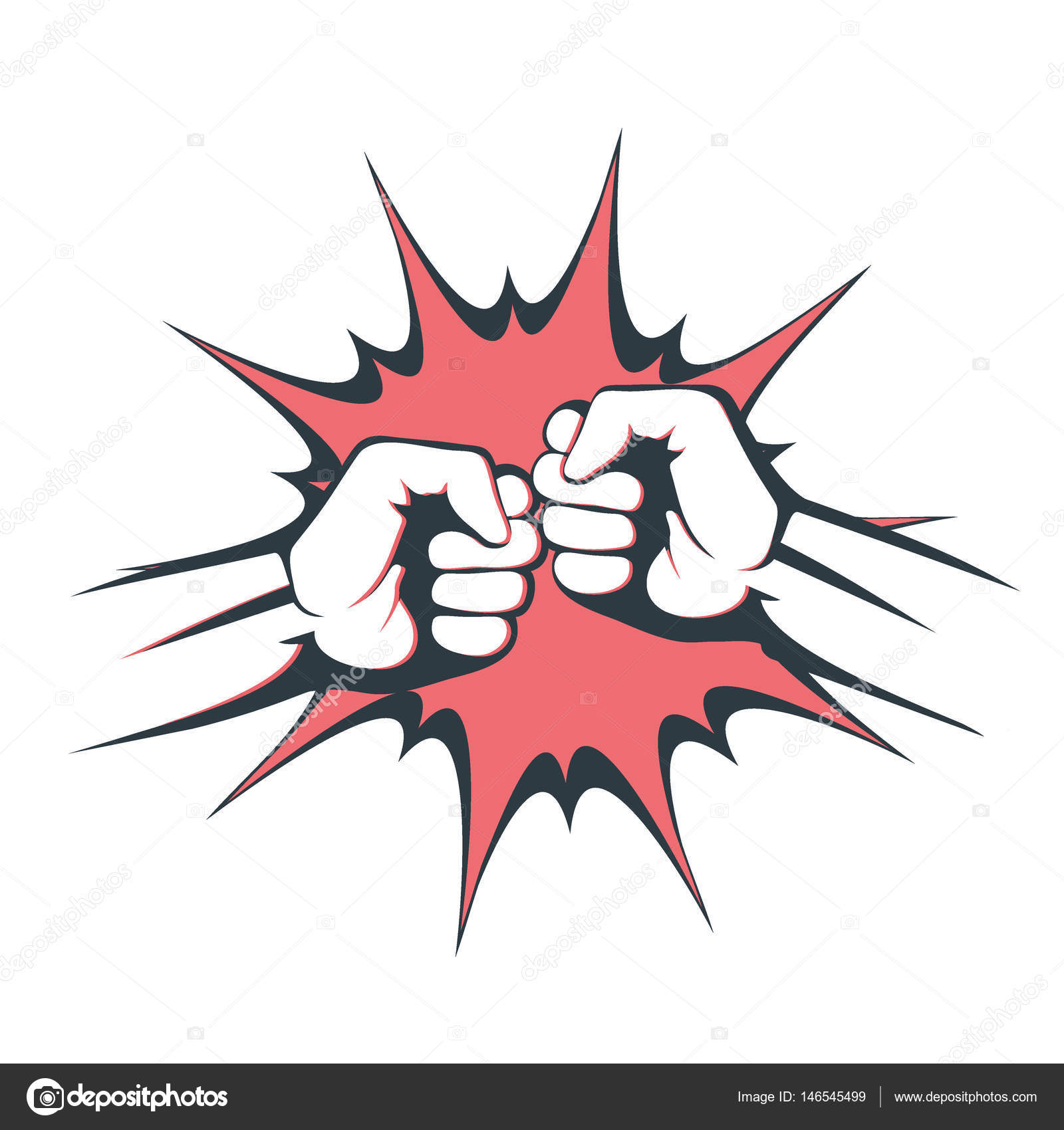 Two fists bumping together vector illustration, two hands with fists ...