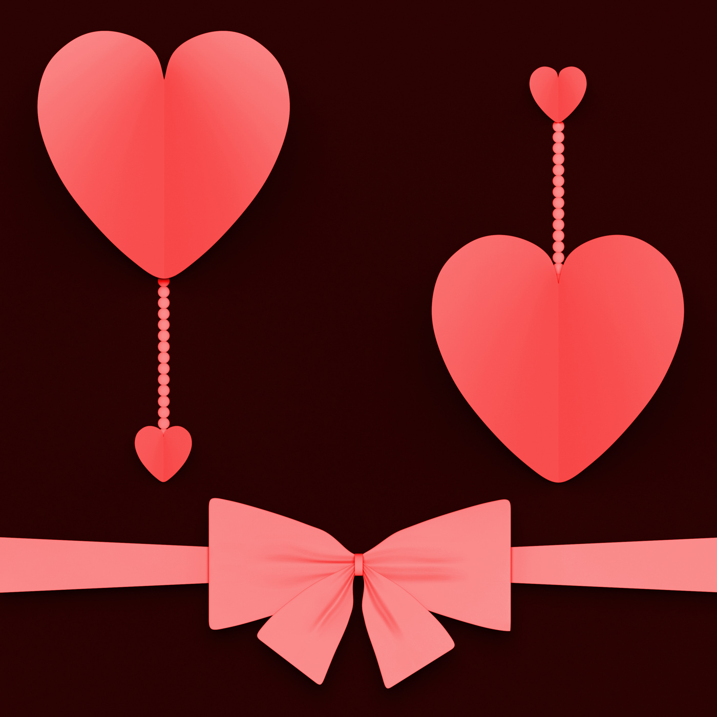 Two hearts with bow mean lovely surprise or romantic gift photo