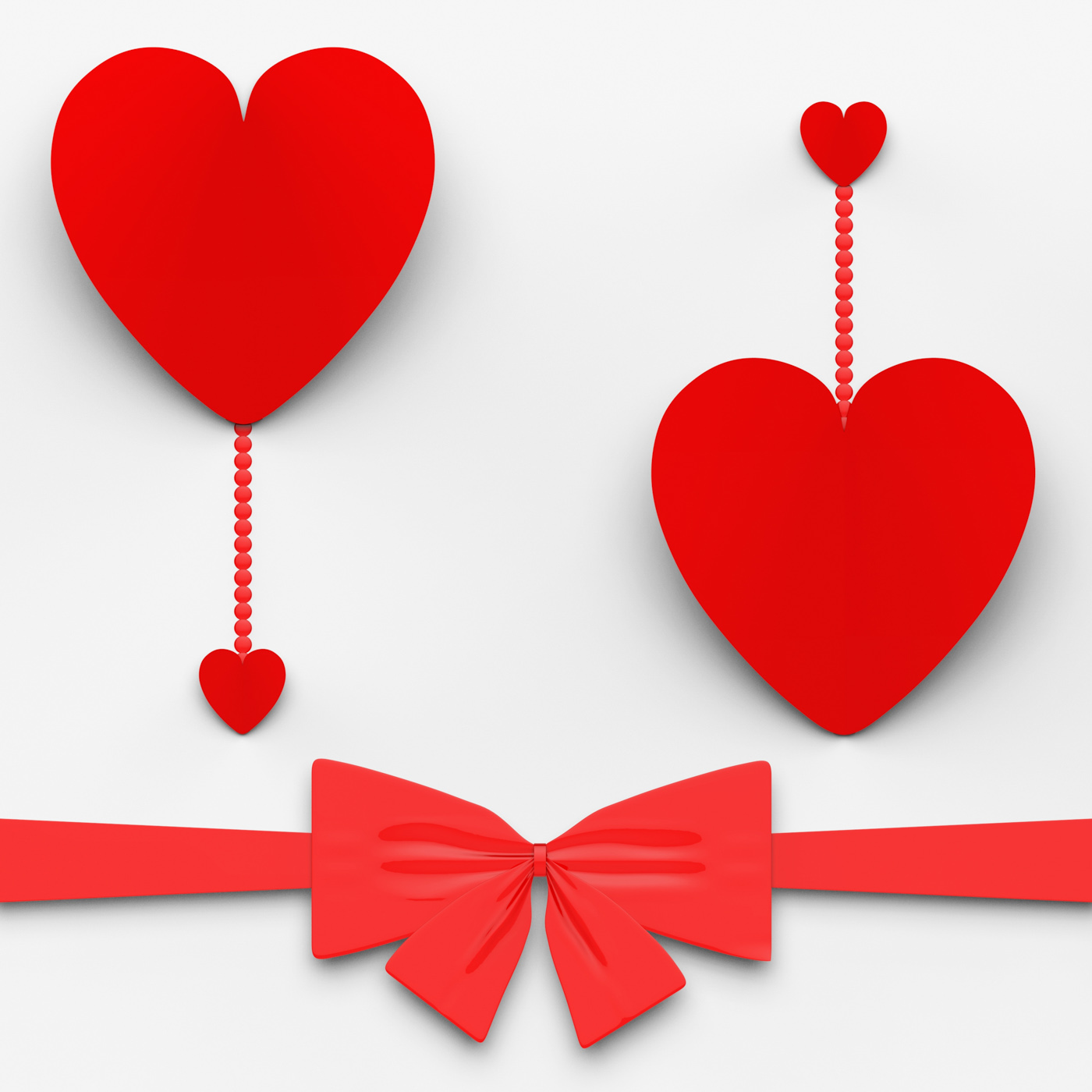 Two hearts with bow mean loving celebration or decoration photo