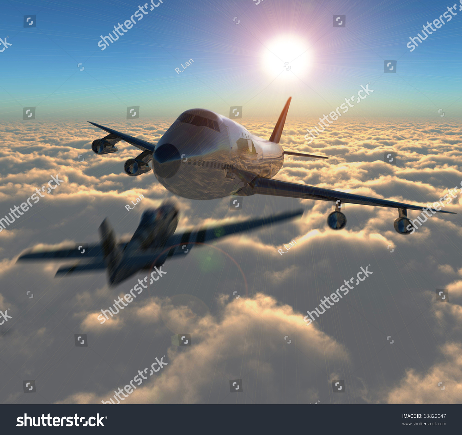 Threedimensional Two Planes Flying Each Other Stock Illustration ...