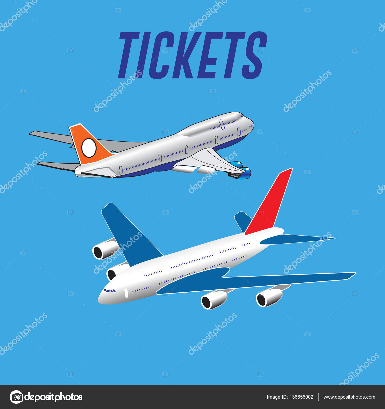 Set of two planes, on a blue background. — Stock Vector © Alexator ...