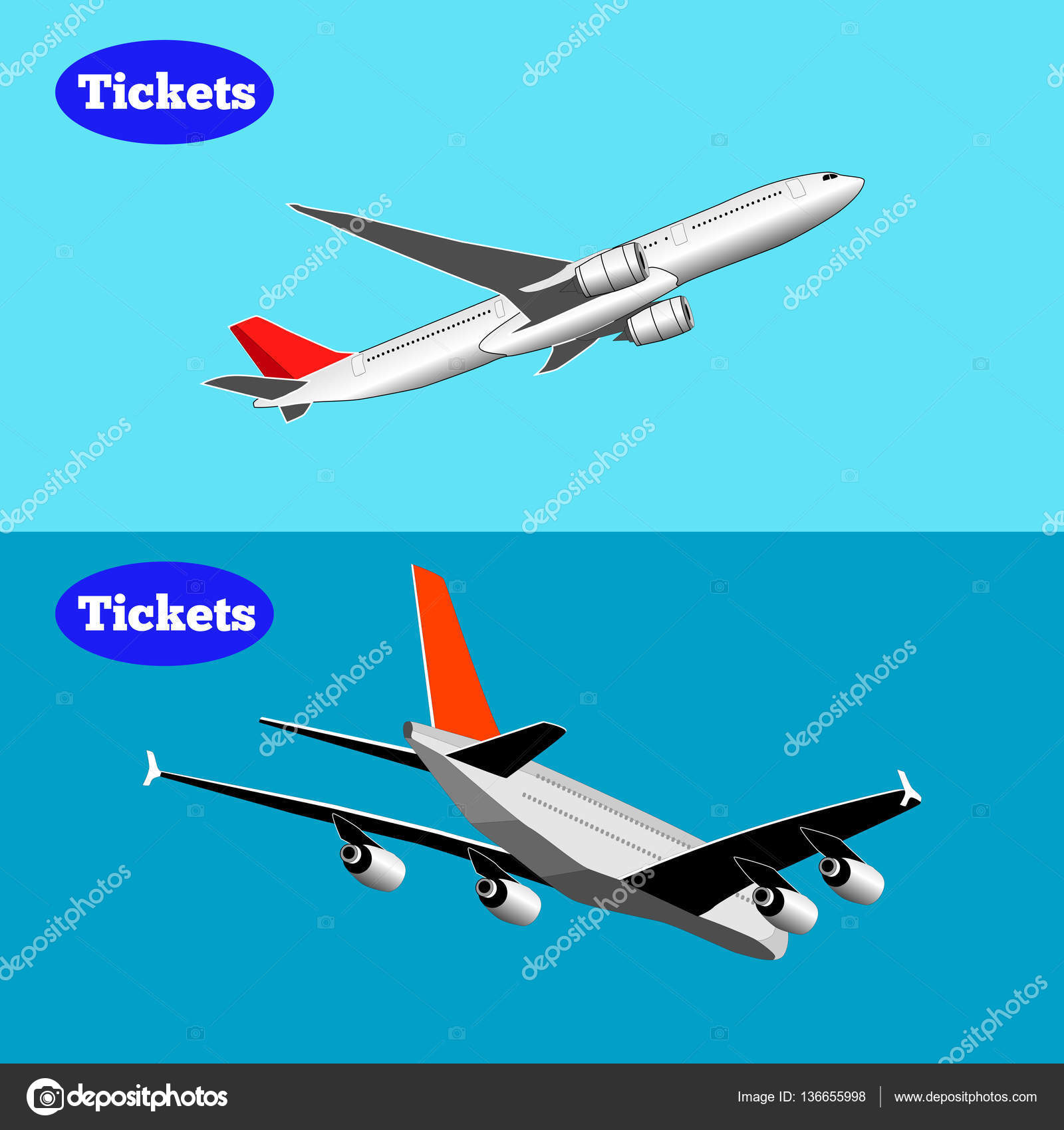 Set of two planes, on a blue background. — Stock Vector © Alexator ...