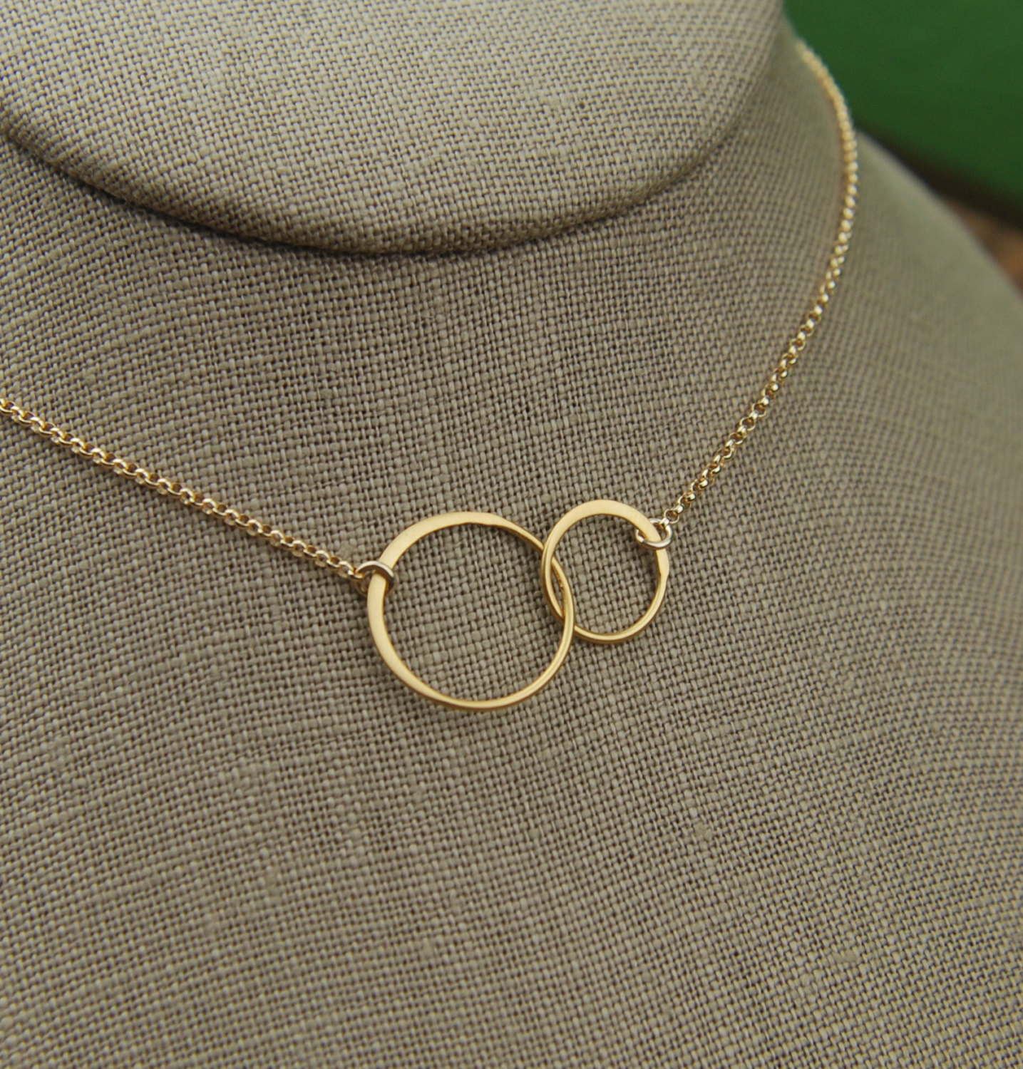 linked together circles and gold filled necklace gold