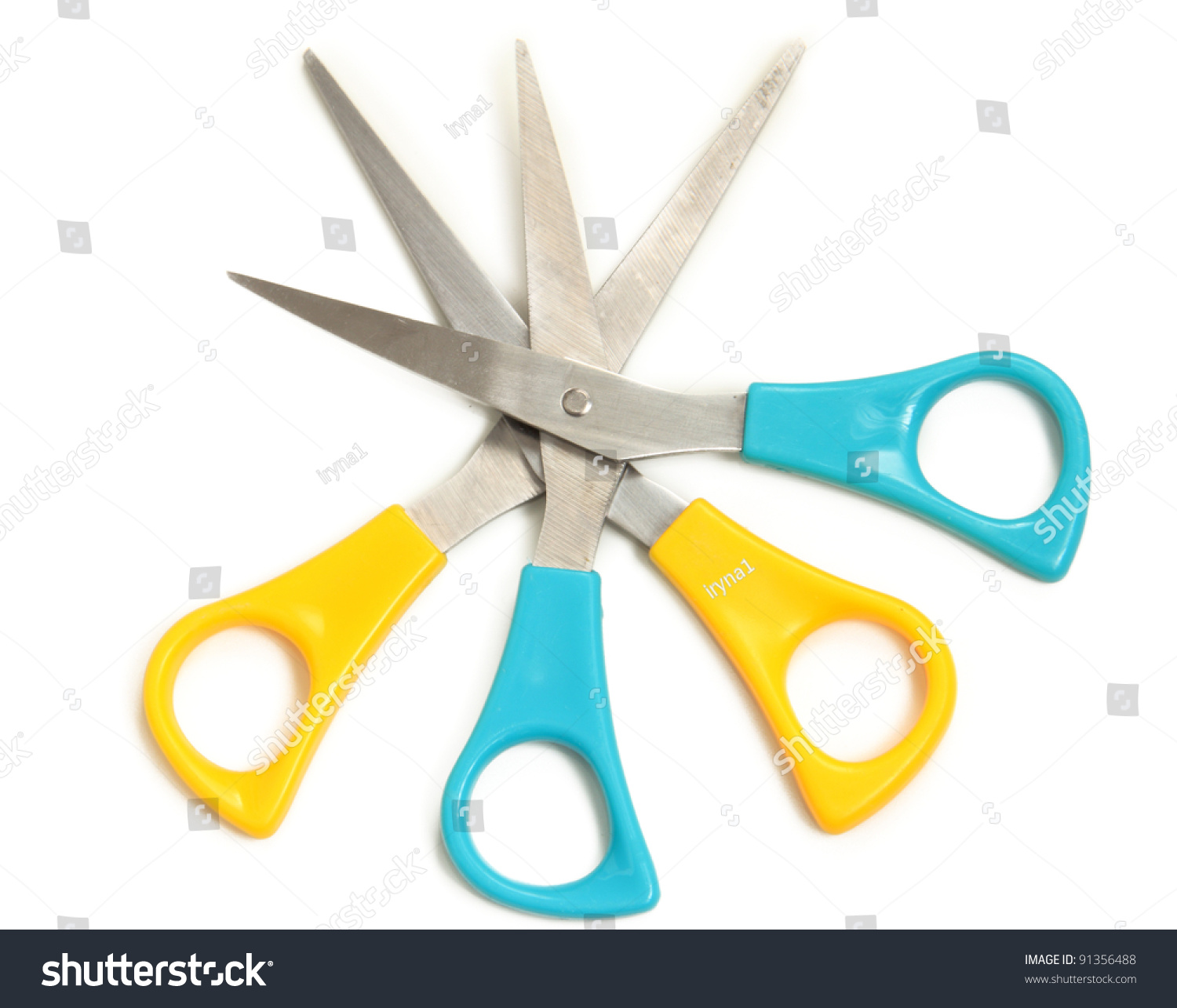 Two Scissors Isolated On White Background Stock Photo 91356488 ...