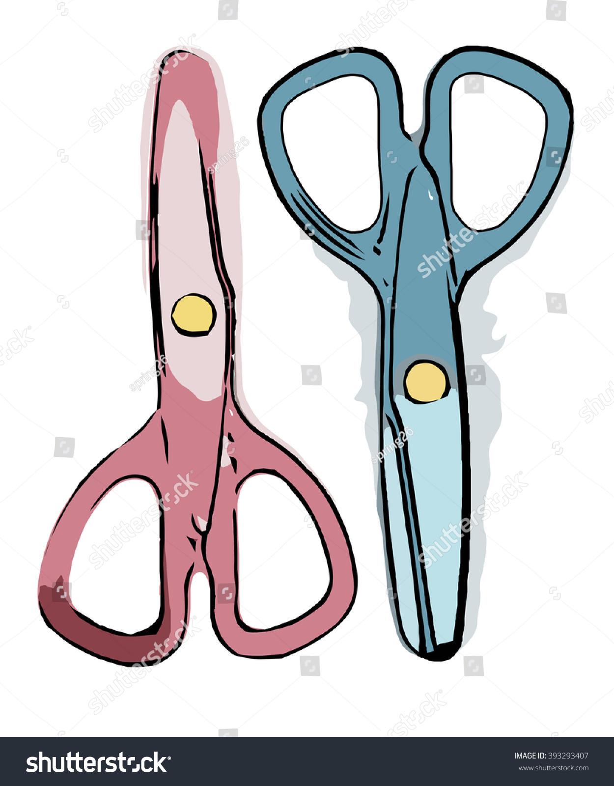 Two Scissors On White Background Stock Vector 393293407 - Shutterstock