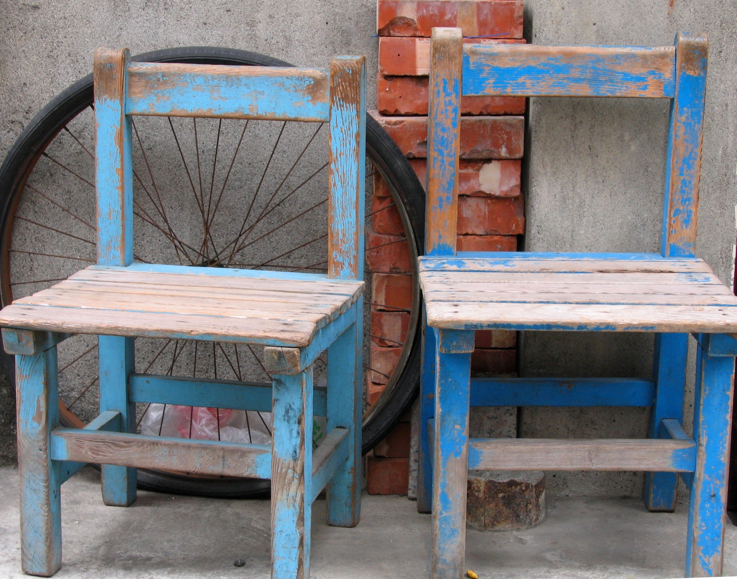 Two wooden chairs photo