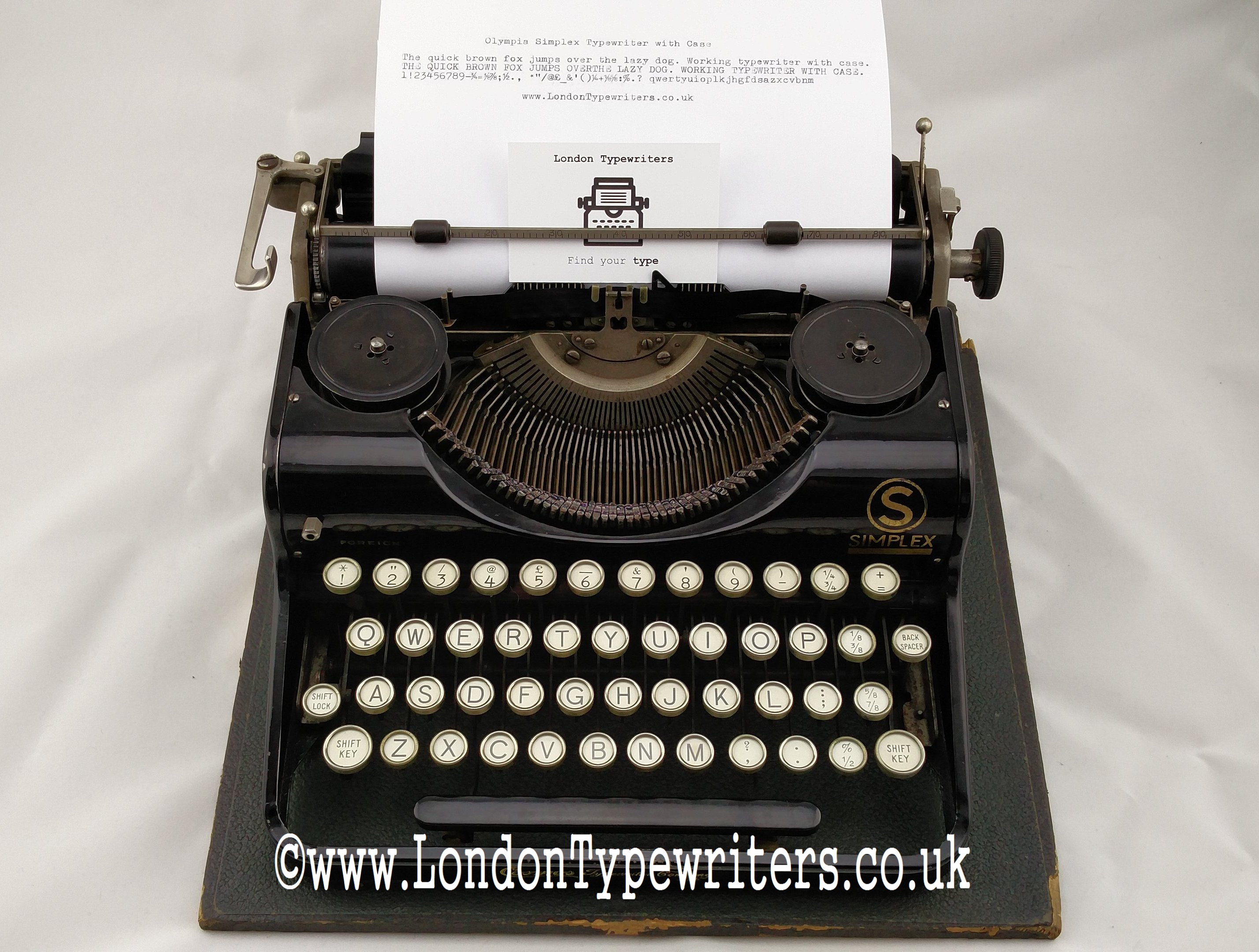 1930's Olympia Simplex Manual Typewriter - New Ribbon, Case - Black ...