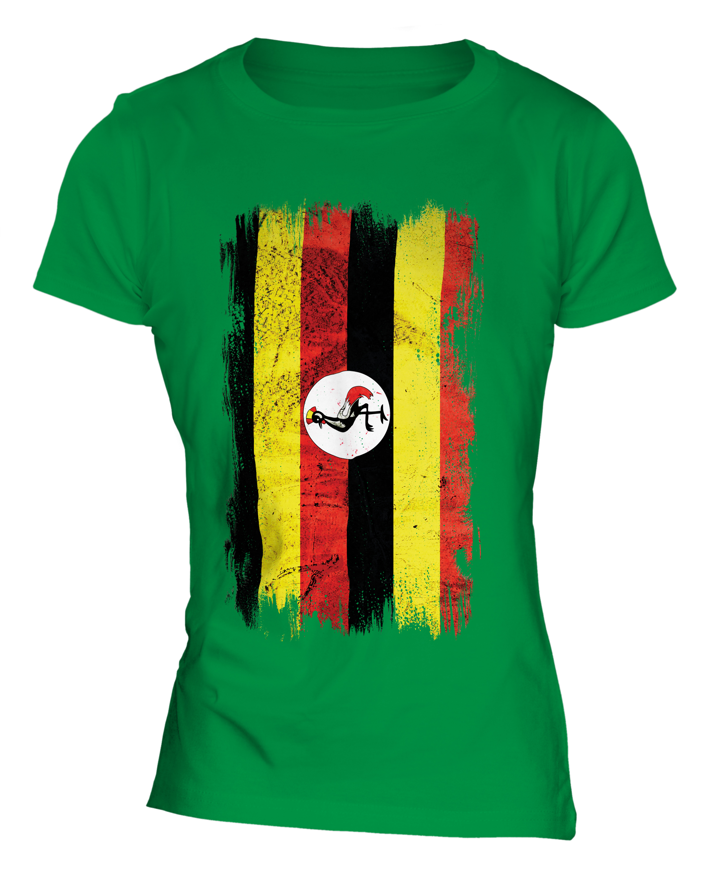 UGANDA GRUNGE FLAG LADIES T-SHIRT TEE TOP UGANDAN SHIRT FOOTBALL ...