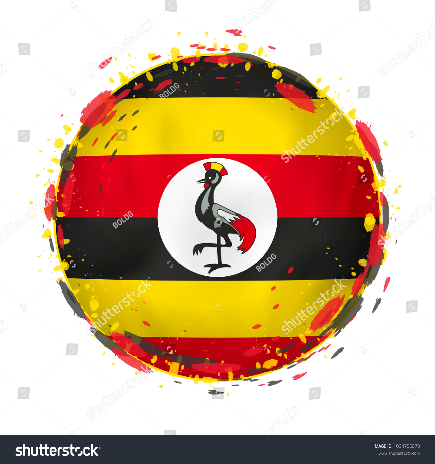 Round Grunge Flag Uganda Splashes Flag Stock Vector 1034755570 ...