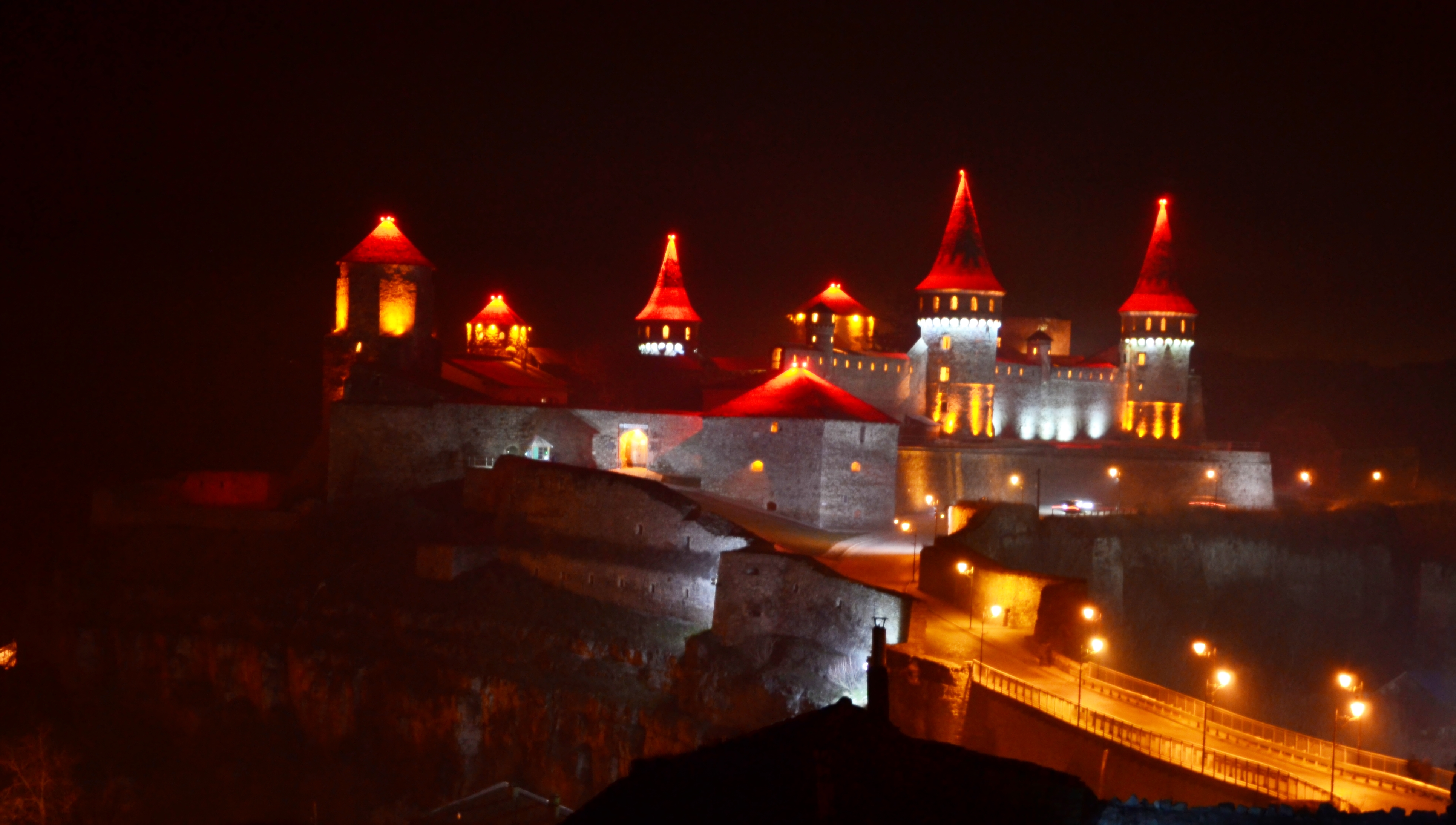 Ukrainian castle at night photo