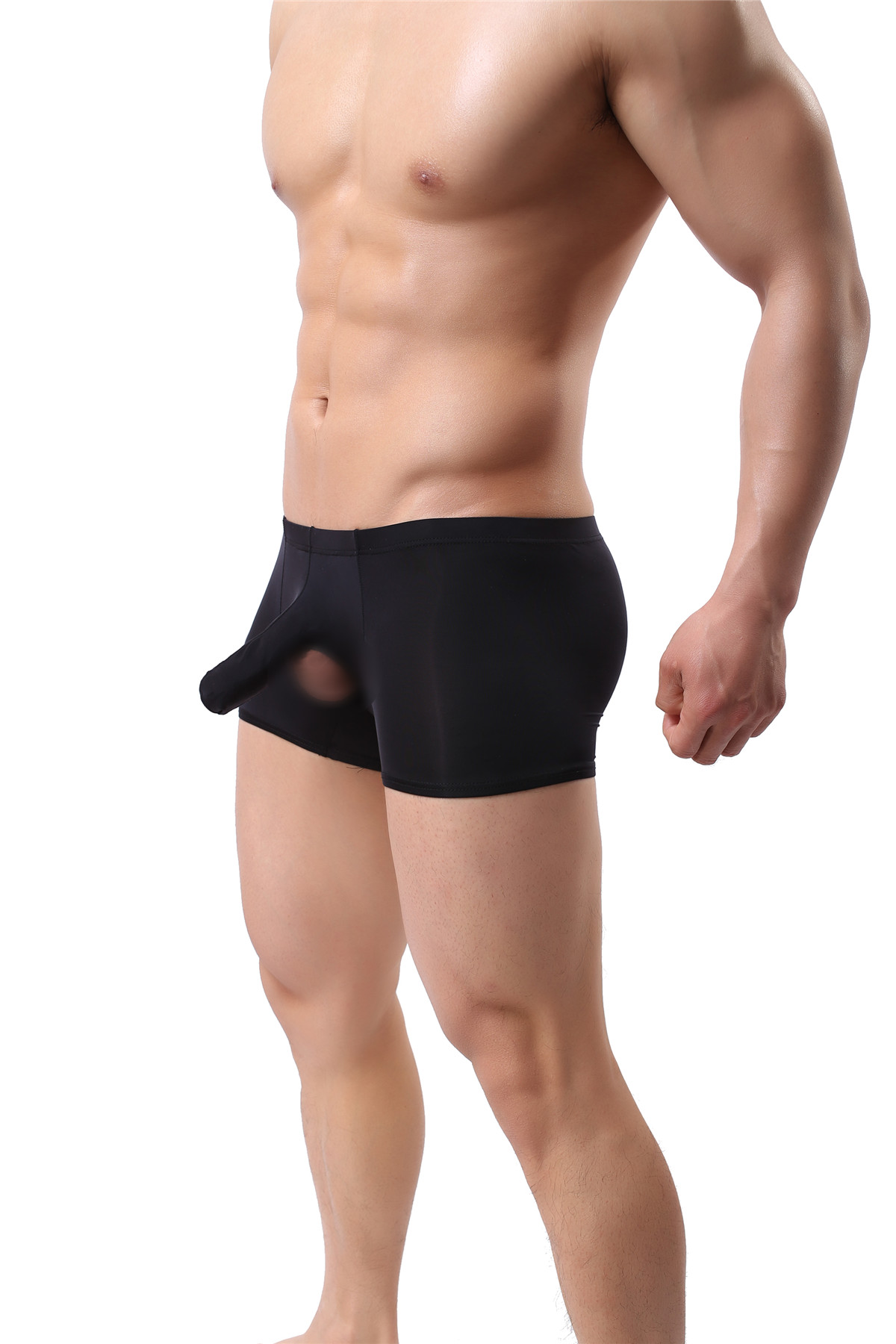 Men Boxer Briefs Open Penis Underwear Sheath Cover Up Pouch Stretch ...