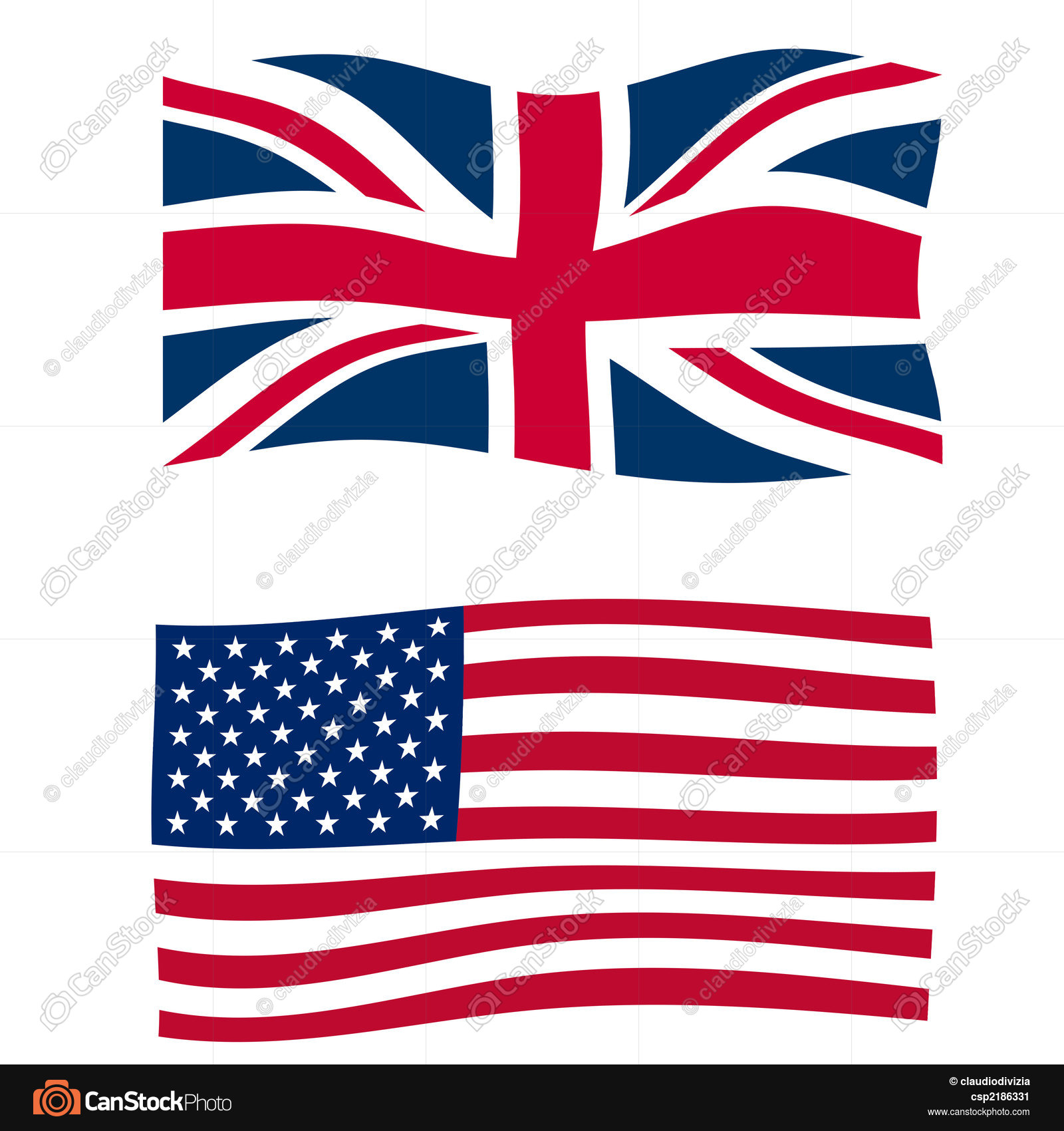 Rippled union jack flags of the uk and usa clipart - Search ...