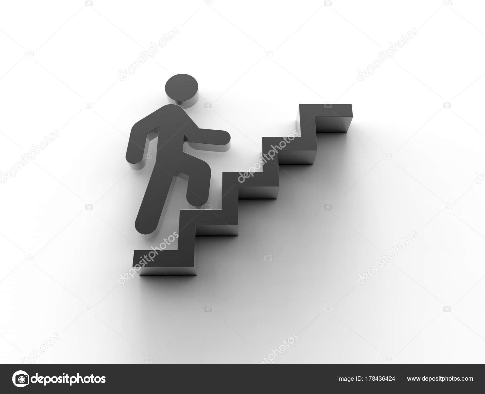 A man's icon is climbing up the stairs 3D illustration render ...