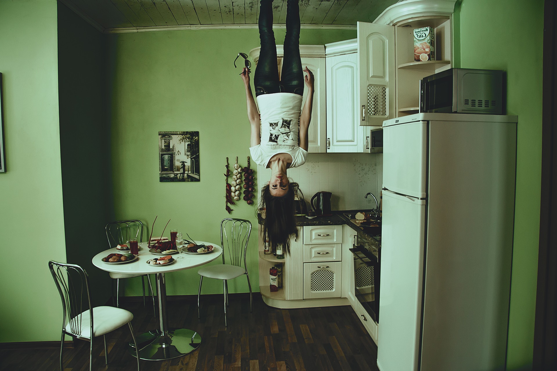 Upside down in the kitchen photo