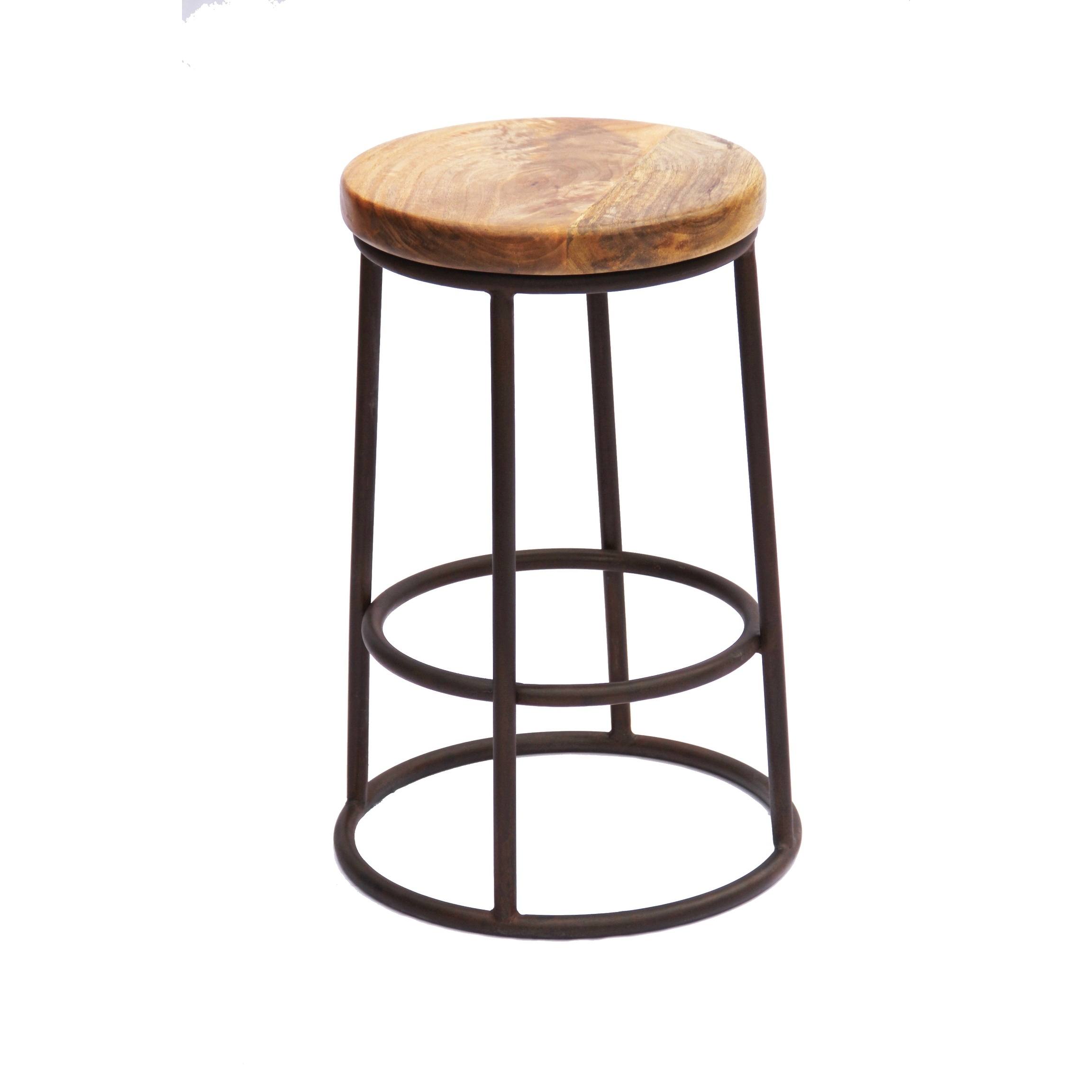 The Urban Port Wooden 24 Inch Circular Counter Height Bar stool With ...