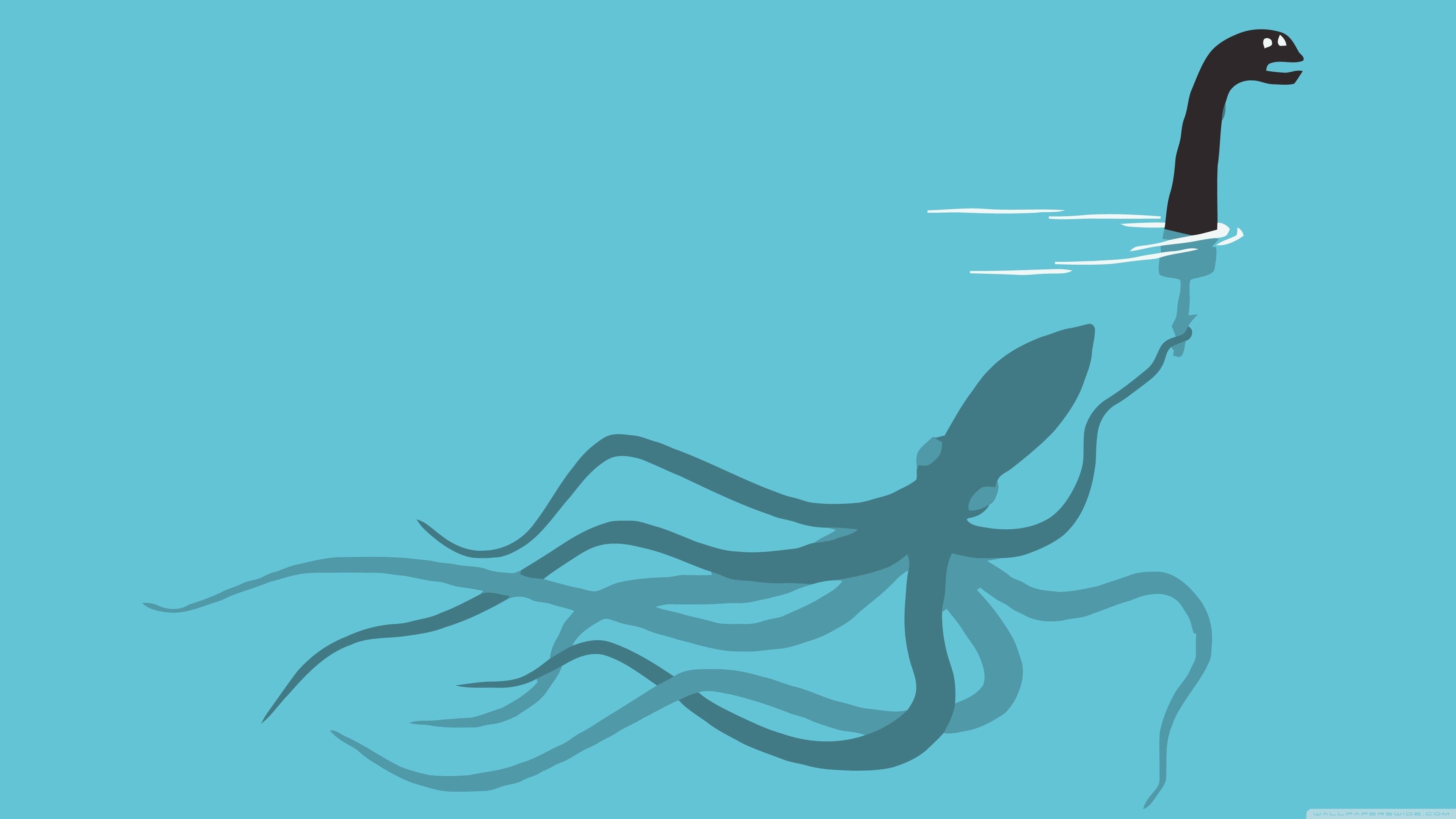 Loch ness monster abstract funny squid (3840x2160, monster, abstract ...
