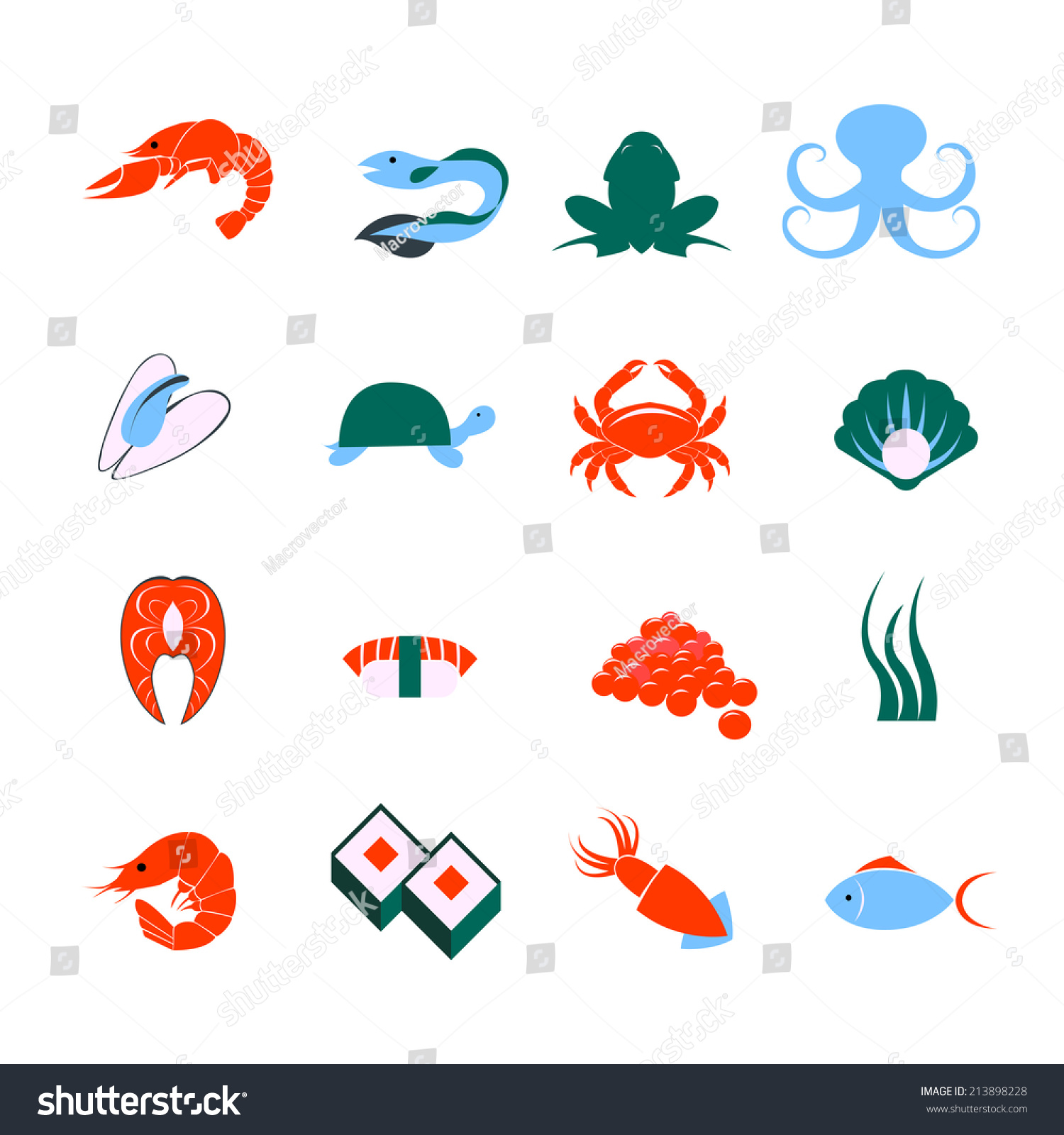 Decorative Seafood Squid Lobster Fish Sushi Stock Illustration ...