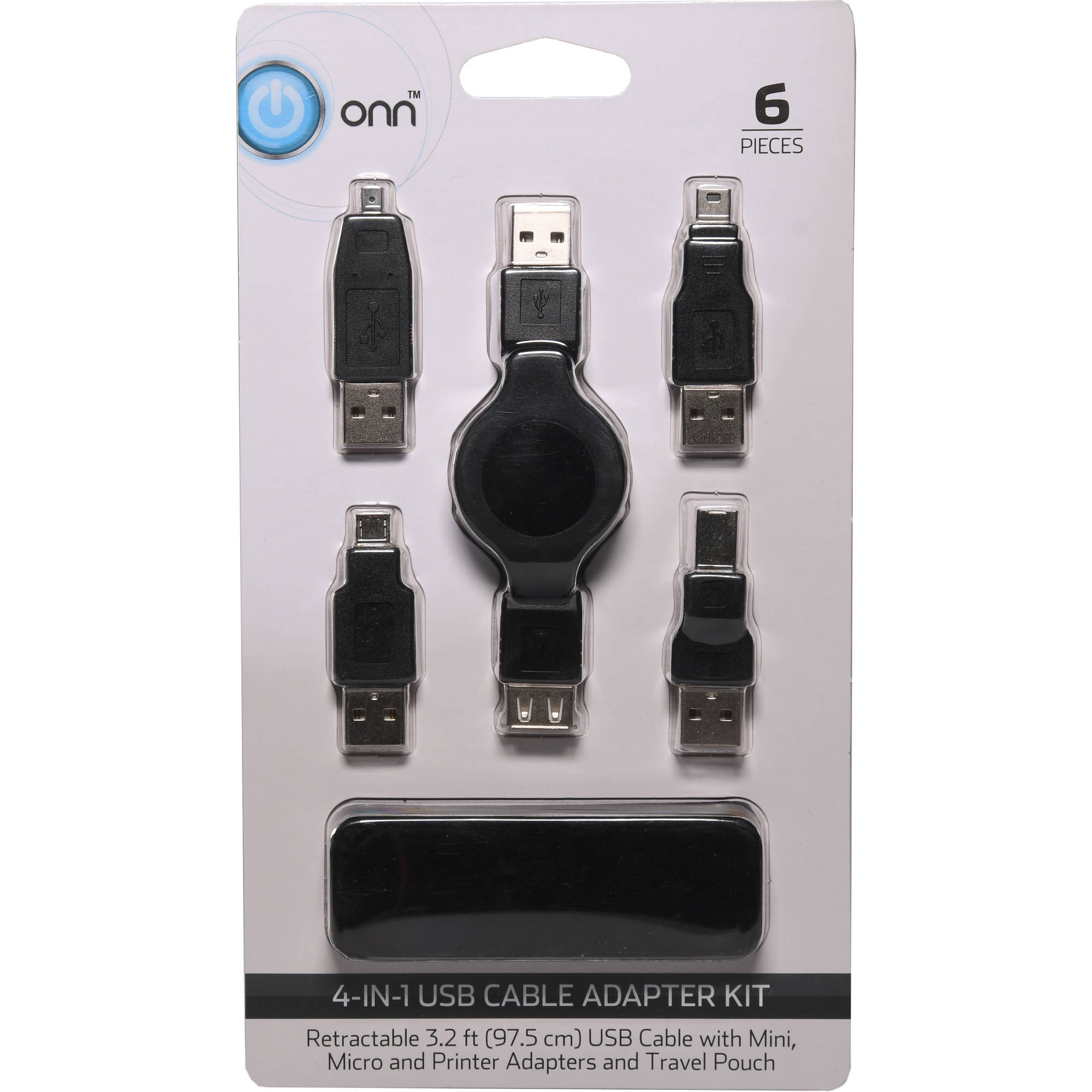 ONN 4-in-1 USB Cable Adapter Kit with Travel Bag - Walmart.com