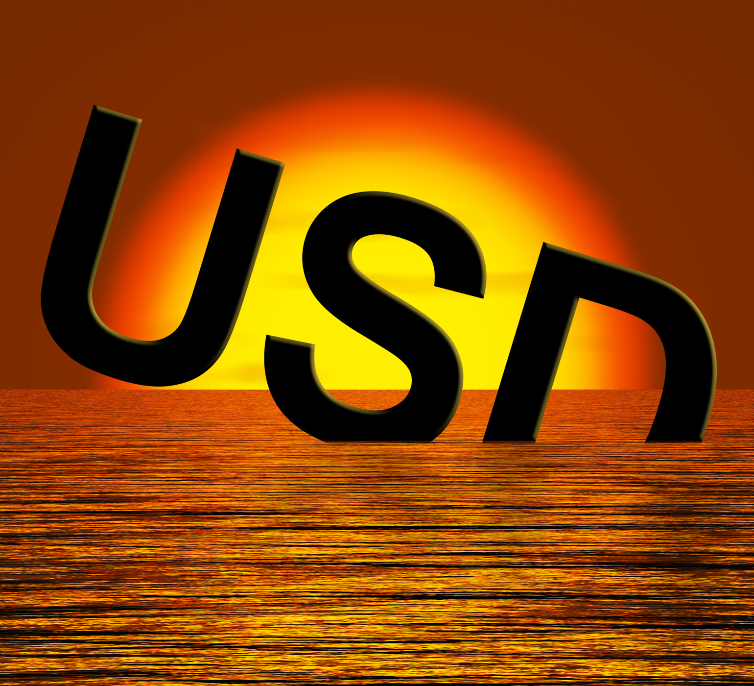 Usd sinking and sunset showing depression recession and economic downt photo