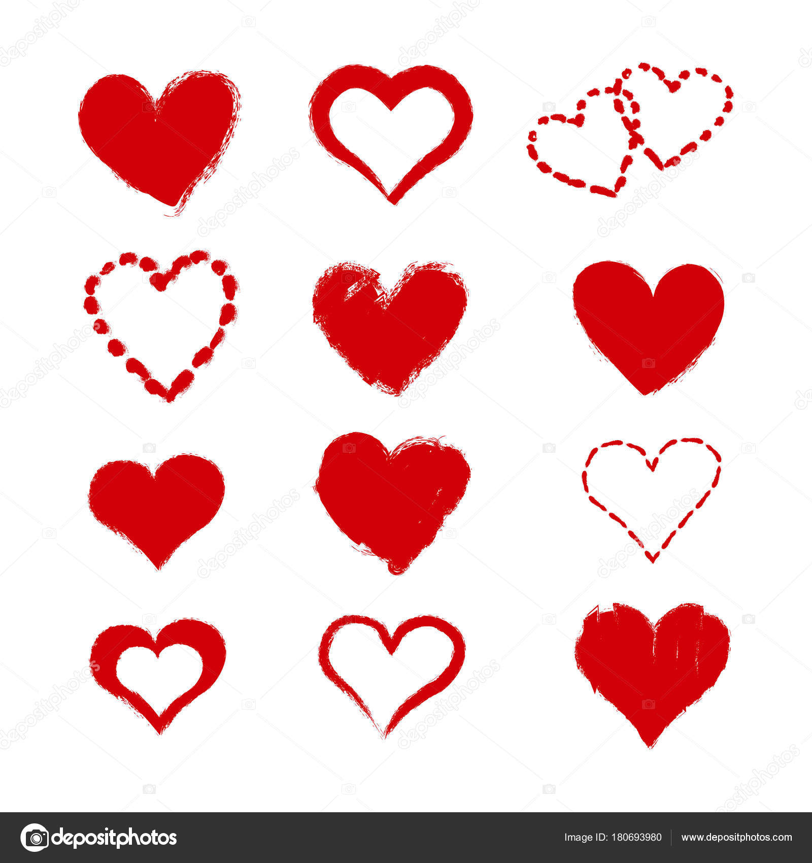 Collection Grunge Hearts Valentine Day Design Elements — Stock ...
