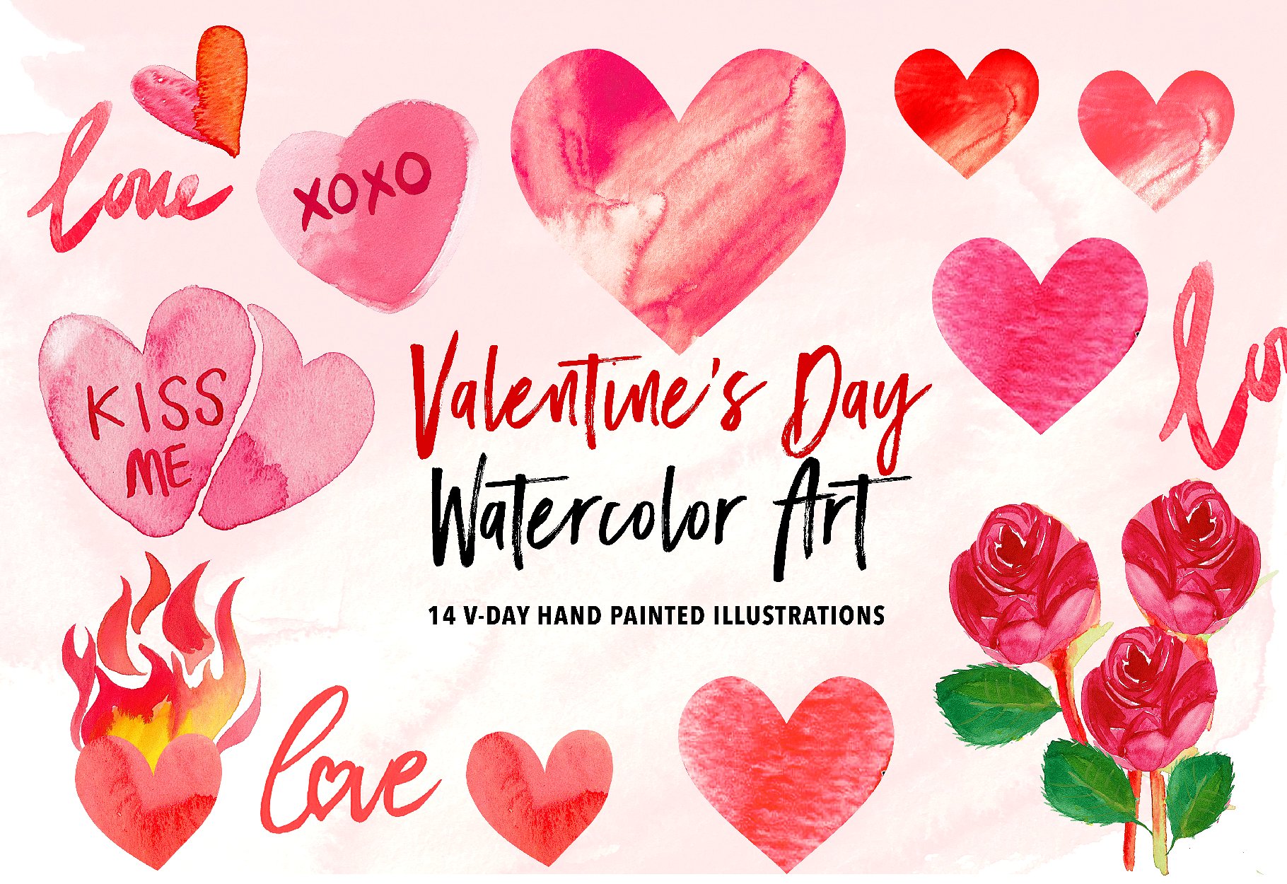 Valentine's Day Watercolor Clip Art ~ Illustrations ~ Creative Market