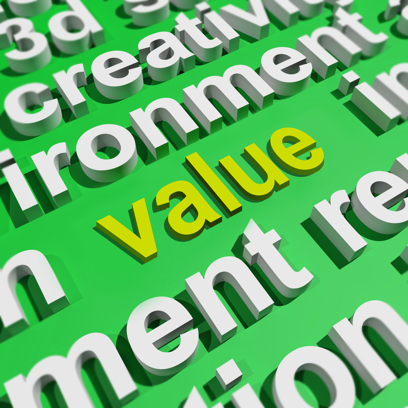 Value in word cloud shows worth importance or significance photo