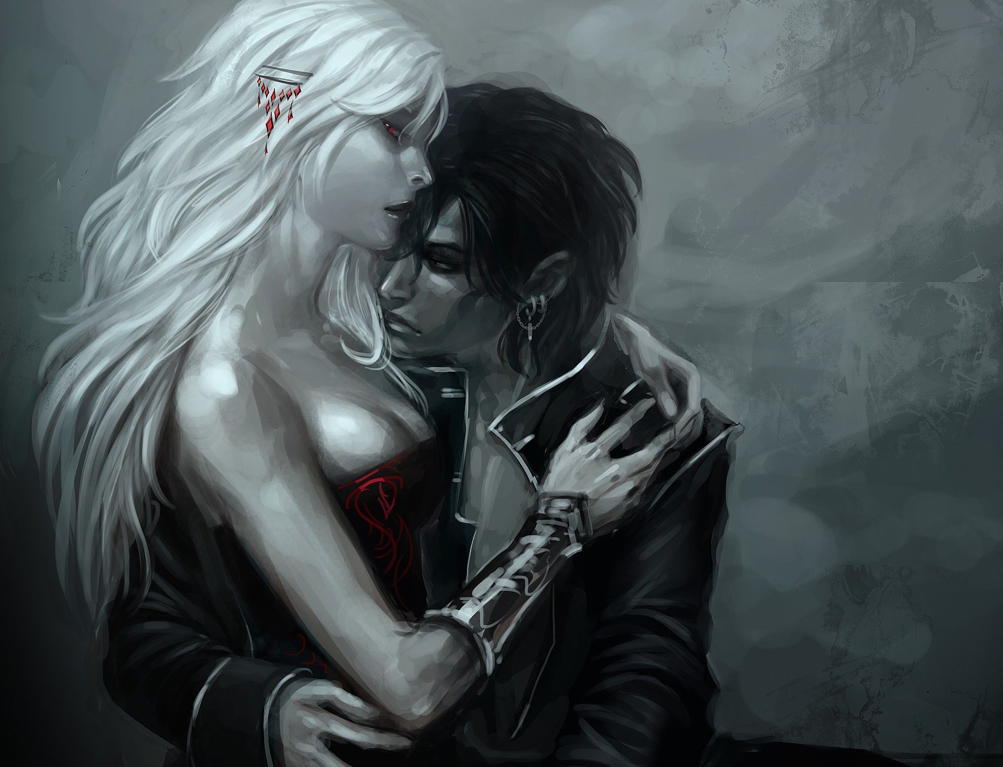 Romantic Vampire Couples | Couple Artwork Wallpaper 1024x783 Vampire ...