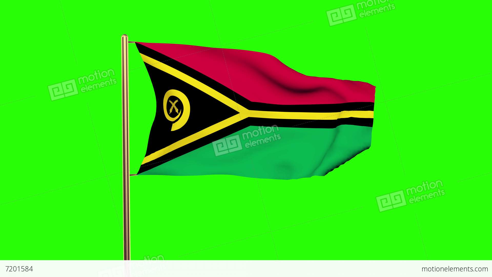 Vanuatu Flag Waving In The Wind. Green Screen, Alpha Matte. Loopable ...